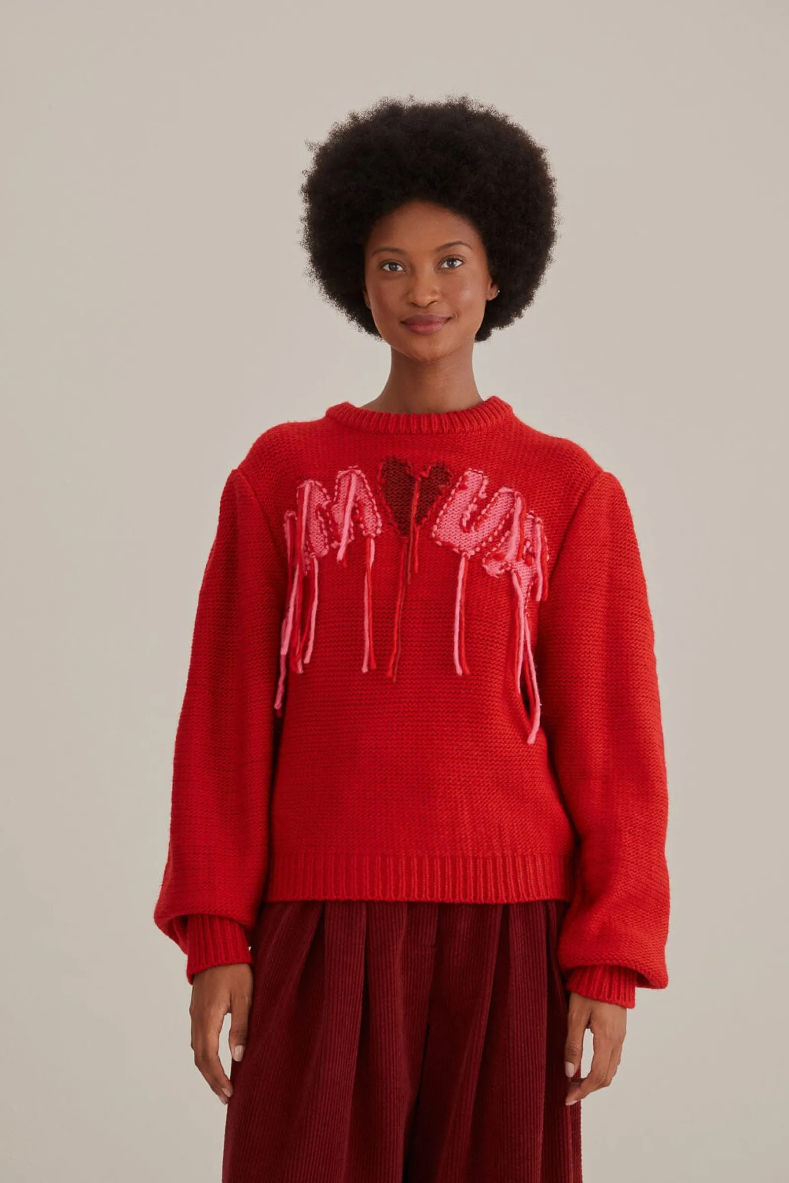  AMOUR EMBROIDERED KNIT SWEATER