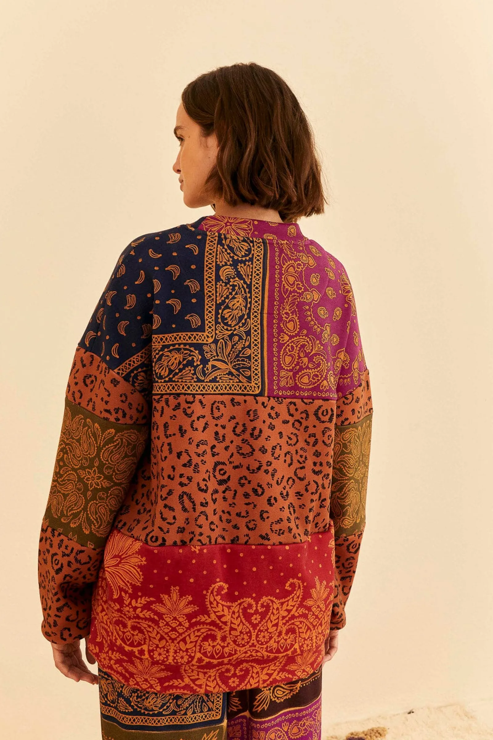 BANDANA DREAM MIXED LEOPARD TEXTURE SWEATSHIRT