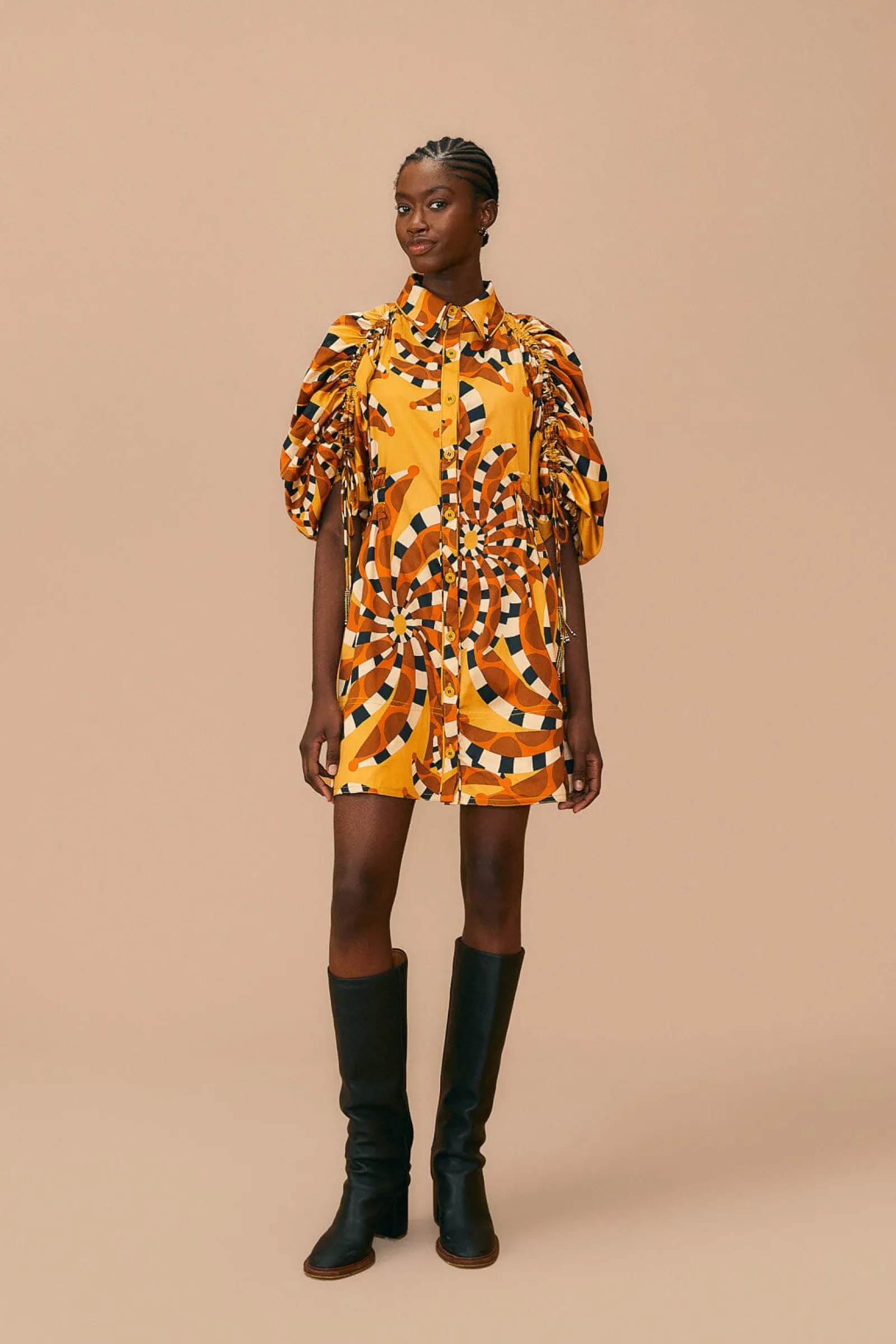  BEIGE BANANADA BUTTON DOWN MINI DRESS