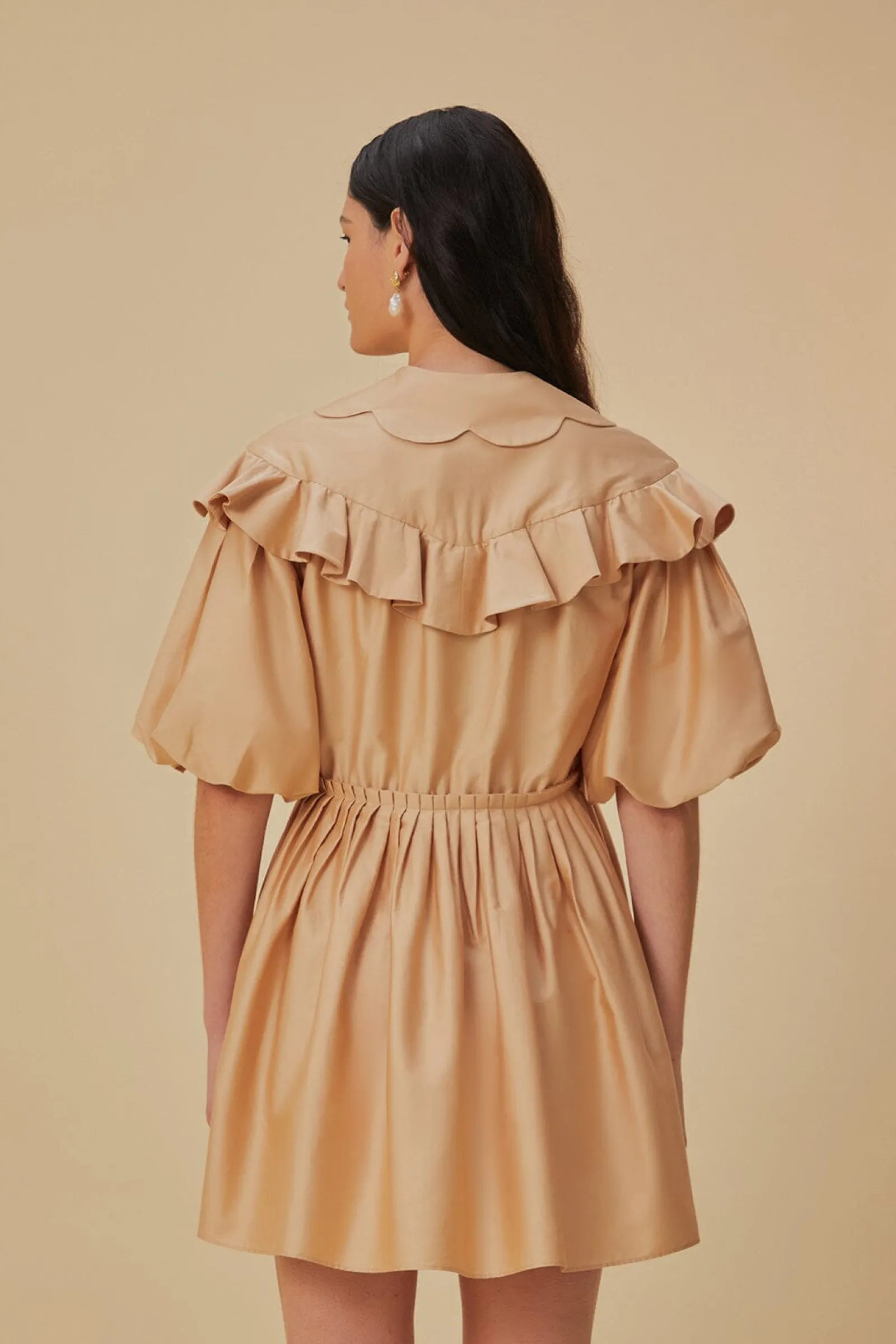 BEIGE SHORT SLEEVE MINI DRESS