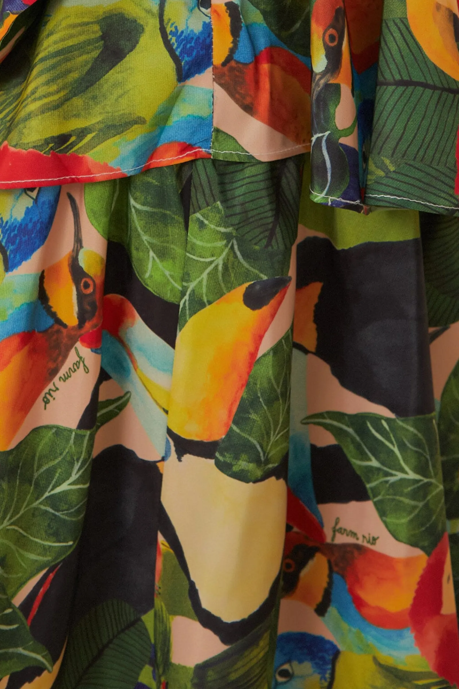 BIRD LEAVES SAND TIERED BOW DETAIL MAXI SKIRT