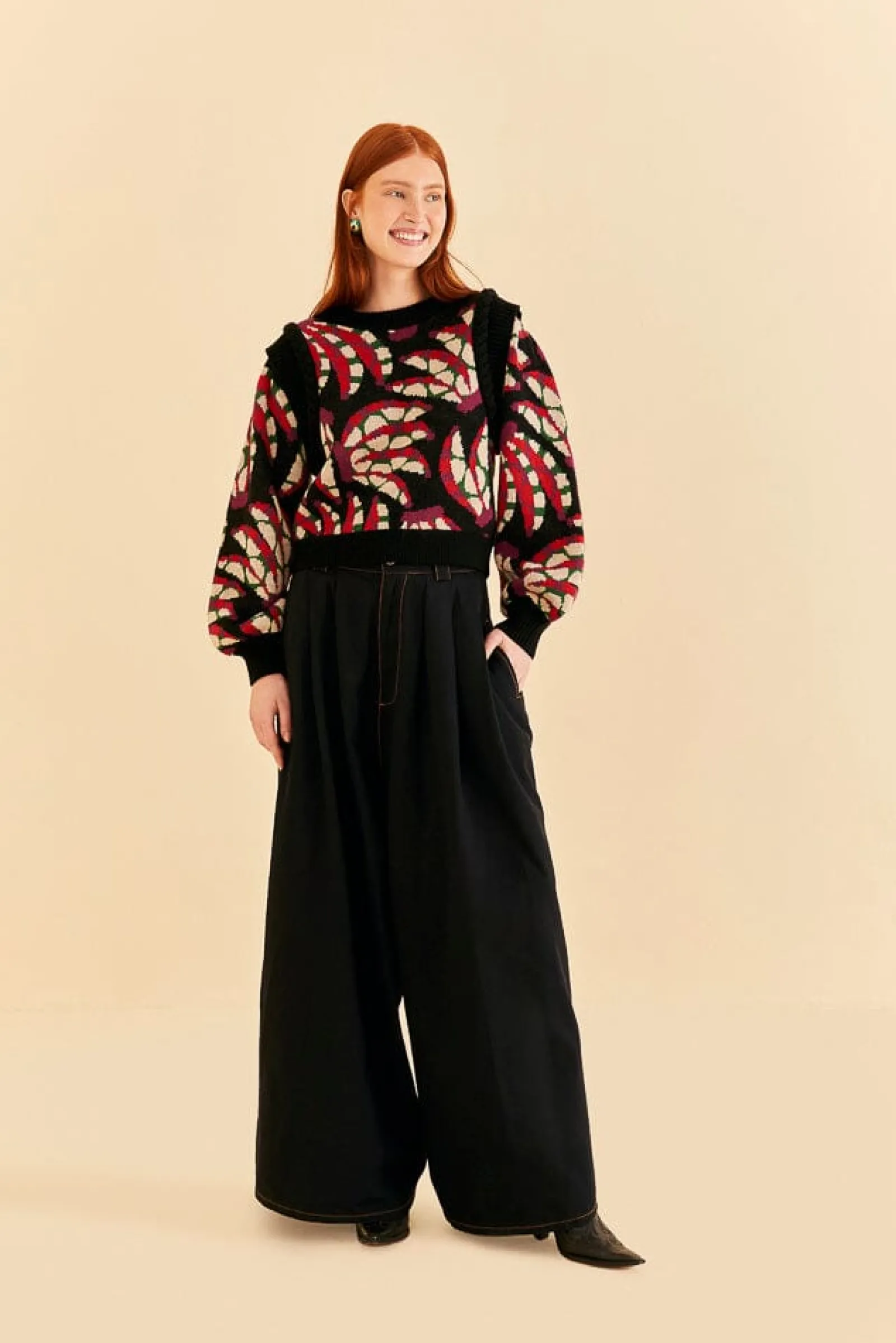 BLACK BANANA DOTS KNIT SWEATER