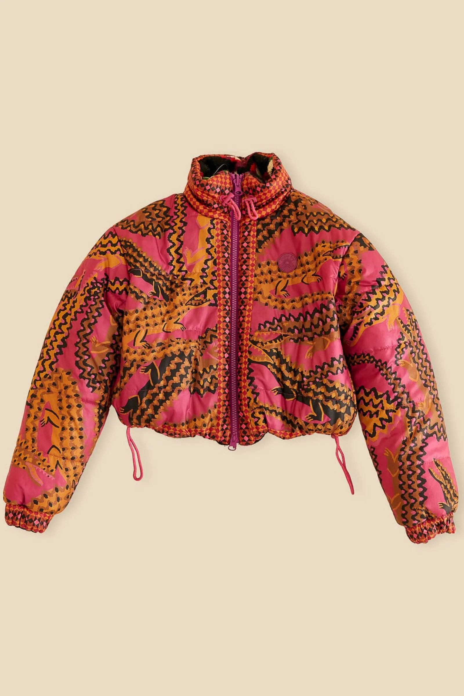 BLACK BANANA DOTS TRICOT REVERSIBLE PUFFER JACKET