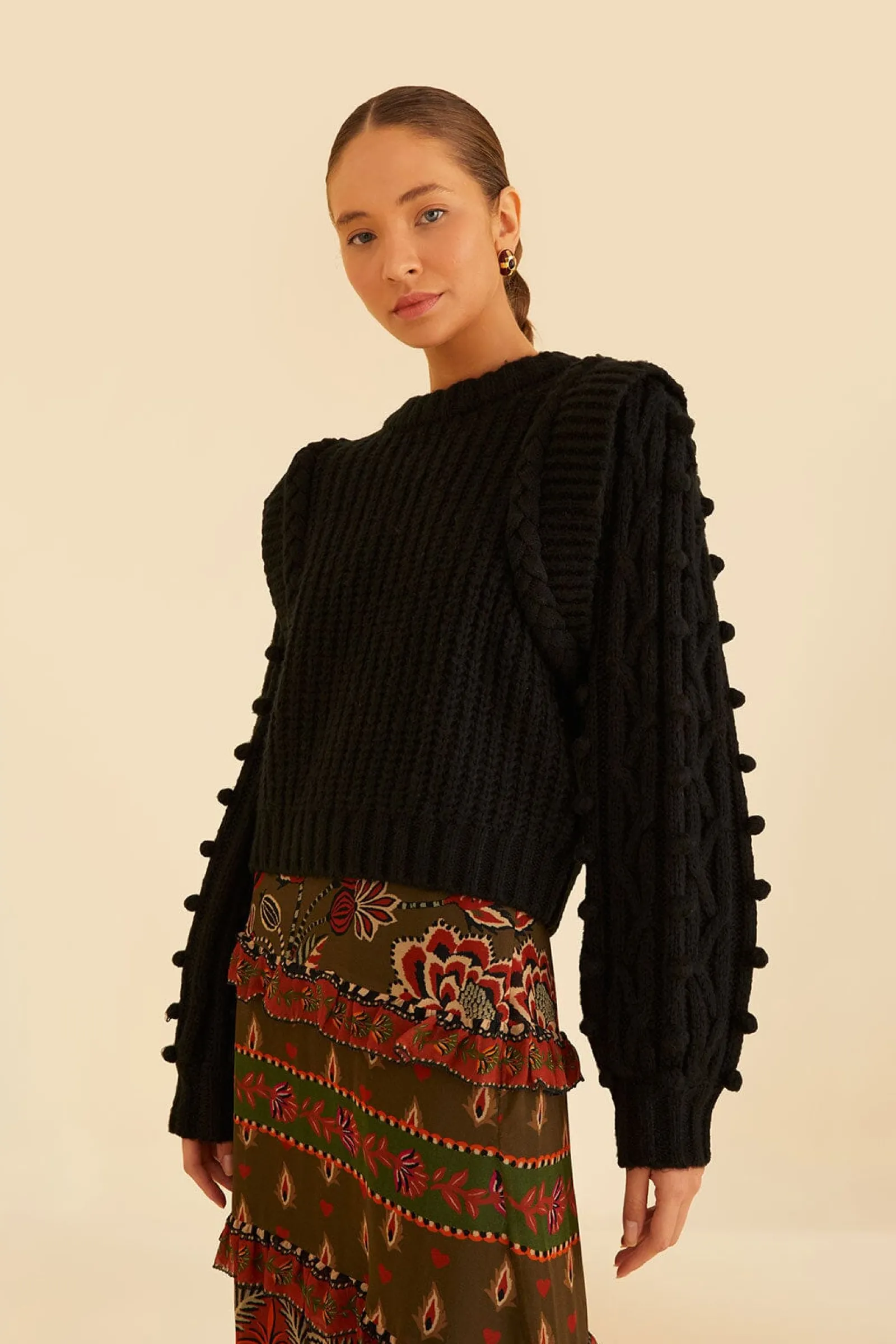  BLACK BRAIDED SWEATER