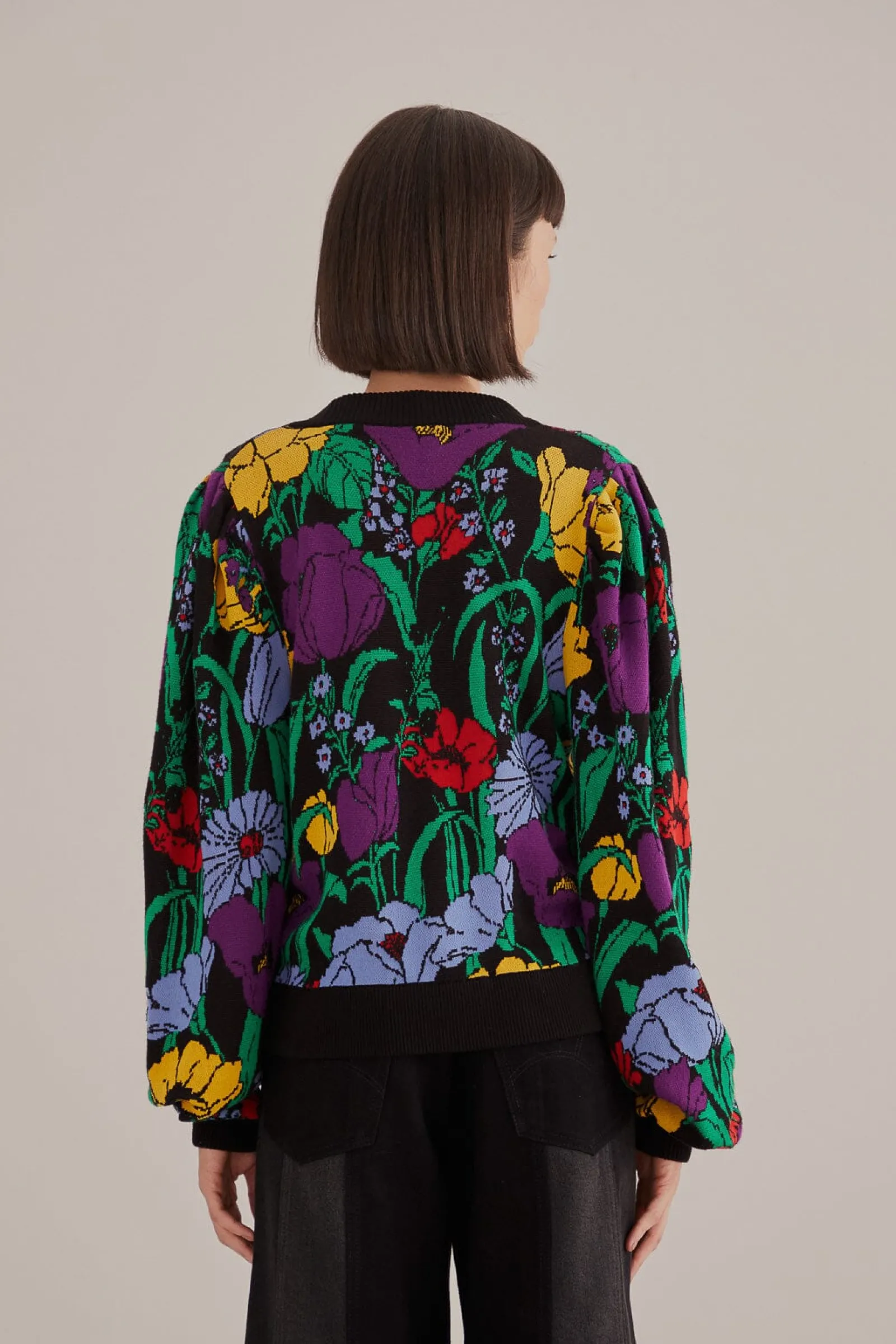 BLACK BUCOLIC GARDEN KNIT CARDIGAN