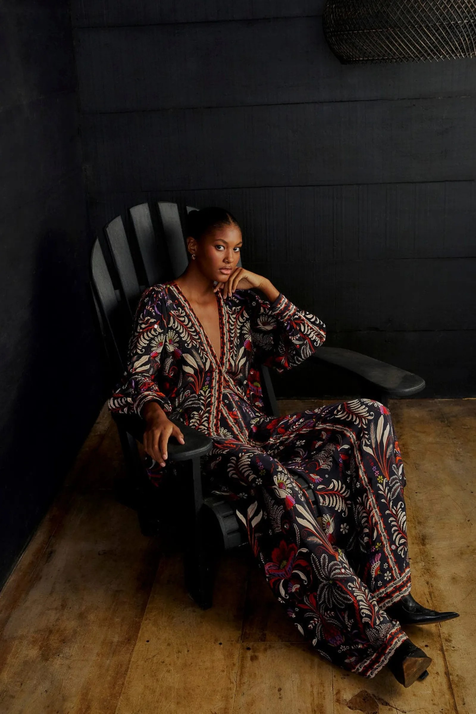 BLACK CLASSIC GARDEN MIRROR TRIM PANTS