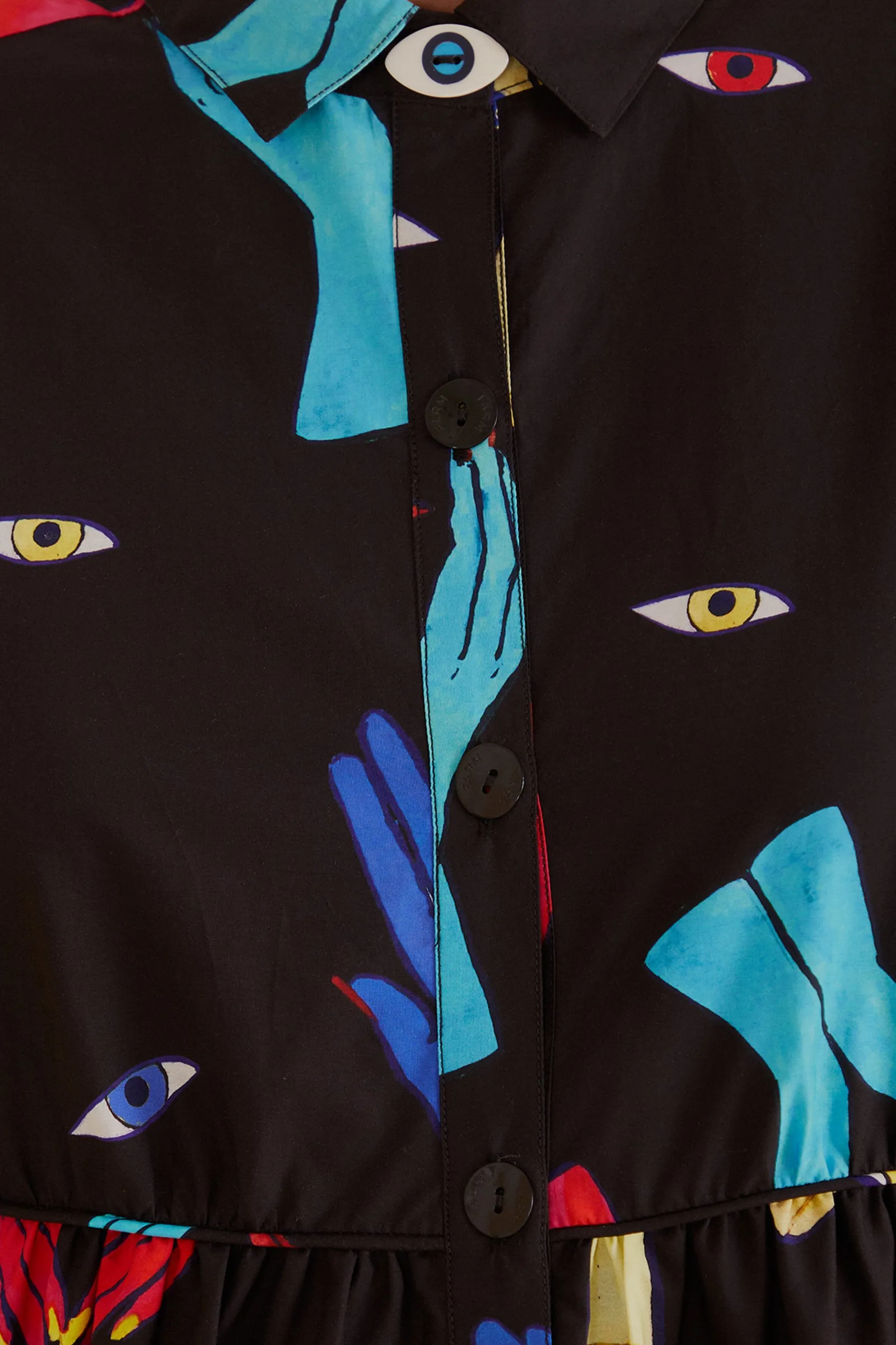  BLACK COLORFUL TOGETHER  LONG SLEEVE MINI DRESS