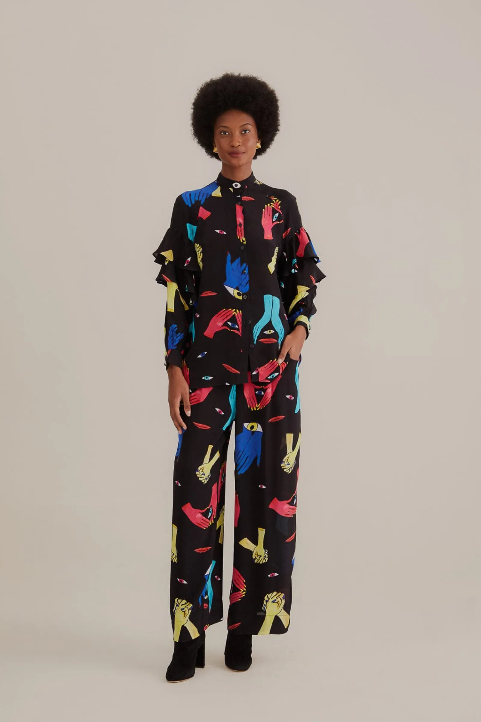  BLACK COLORFUL TOGETHER PANTS