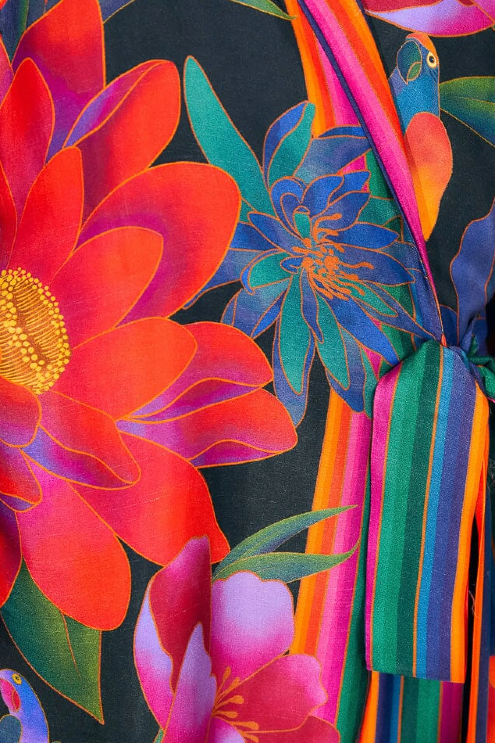 BLACK FLOWER SEASON SCARF MINI WRAP DRESS