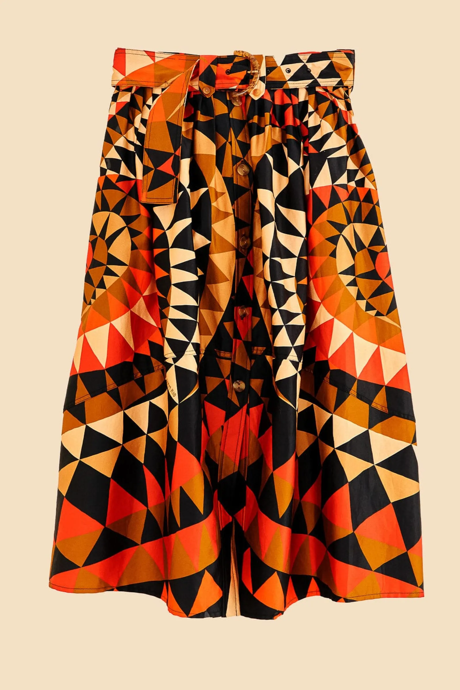 BLACK HEART DECO BUTTON DOWN MIDI SKIRT