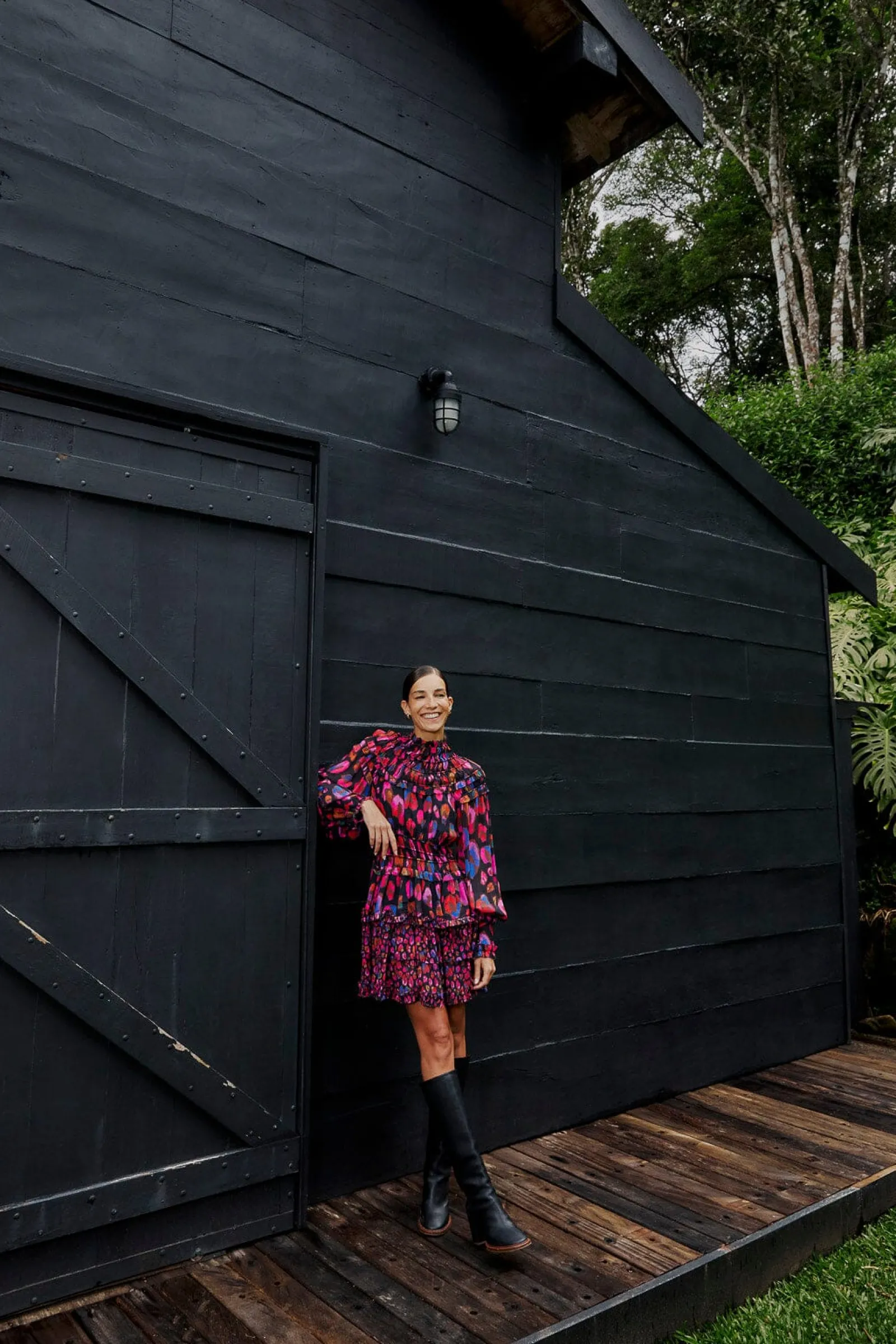 BLACK IRIDESCENT LEOPARDS RUFFLE MINI DRESS