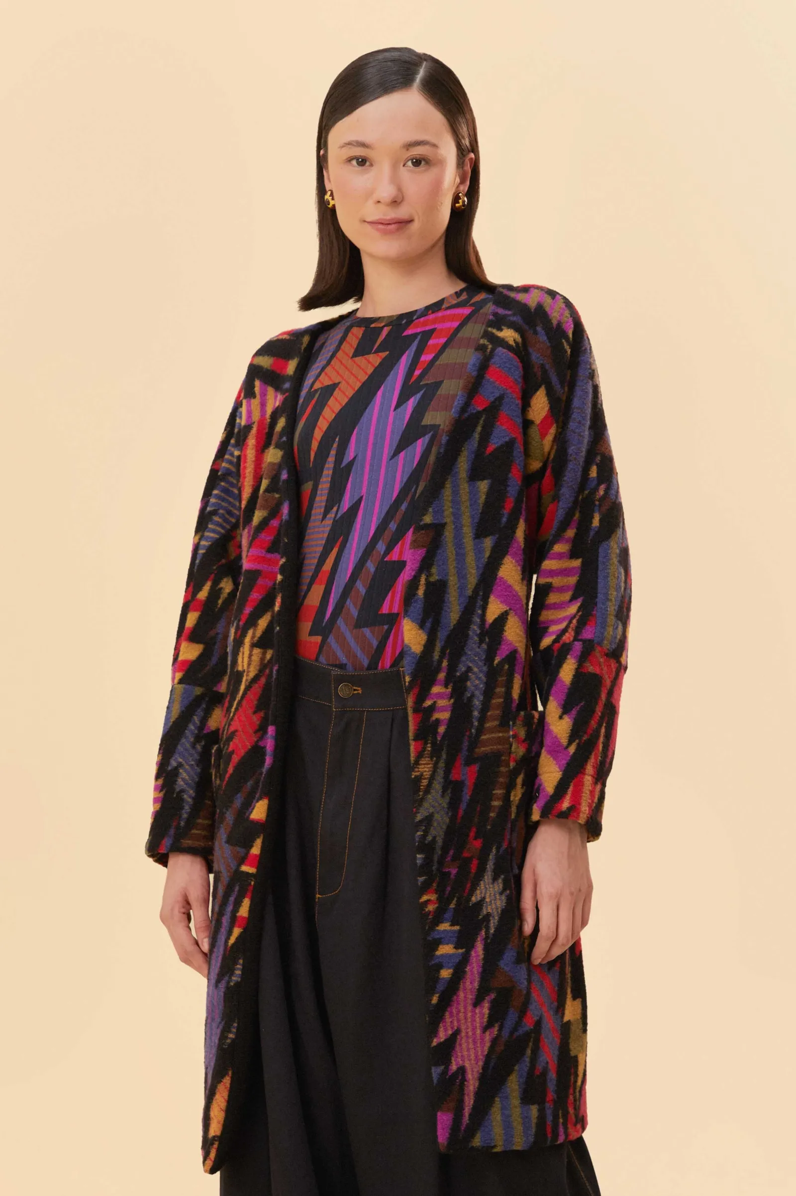  BLACK LIGHTNING MAXI FLEECE CARDIGAN