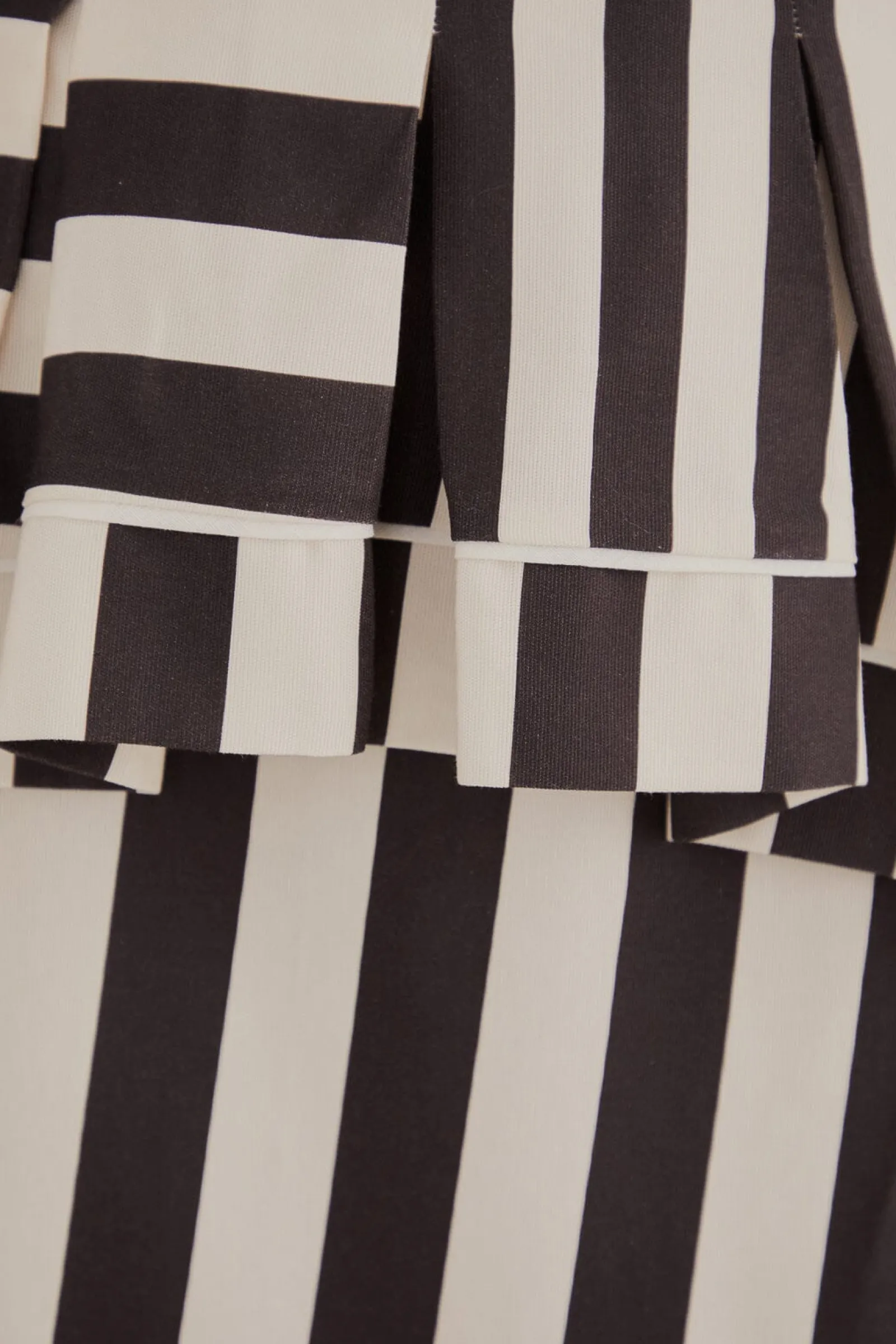 BLACK MIXED STRIPES MIDI SKIRT