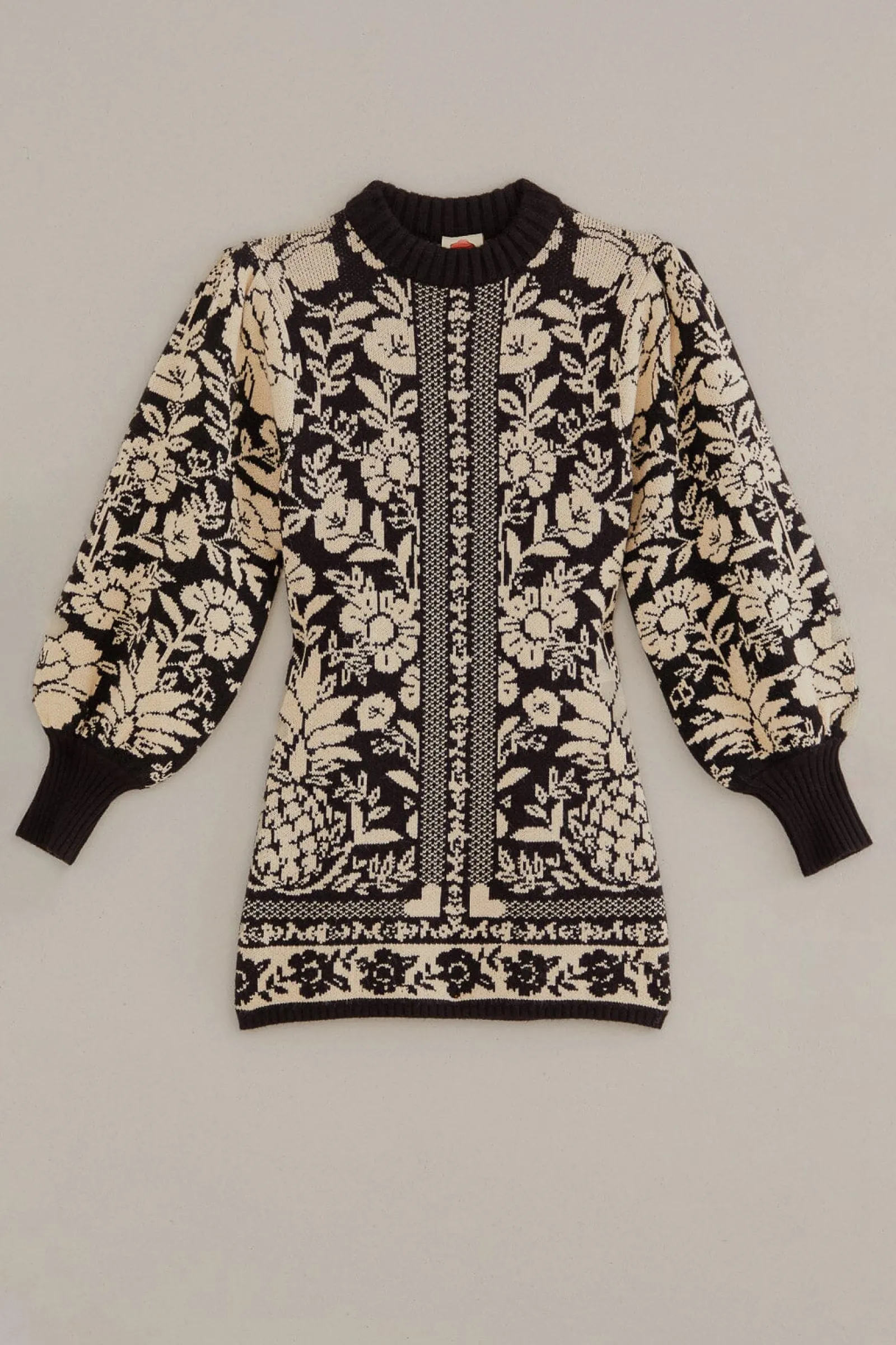 BLACK PINEAPPLE GARDEN MINI SWEATER DRESS