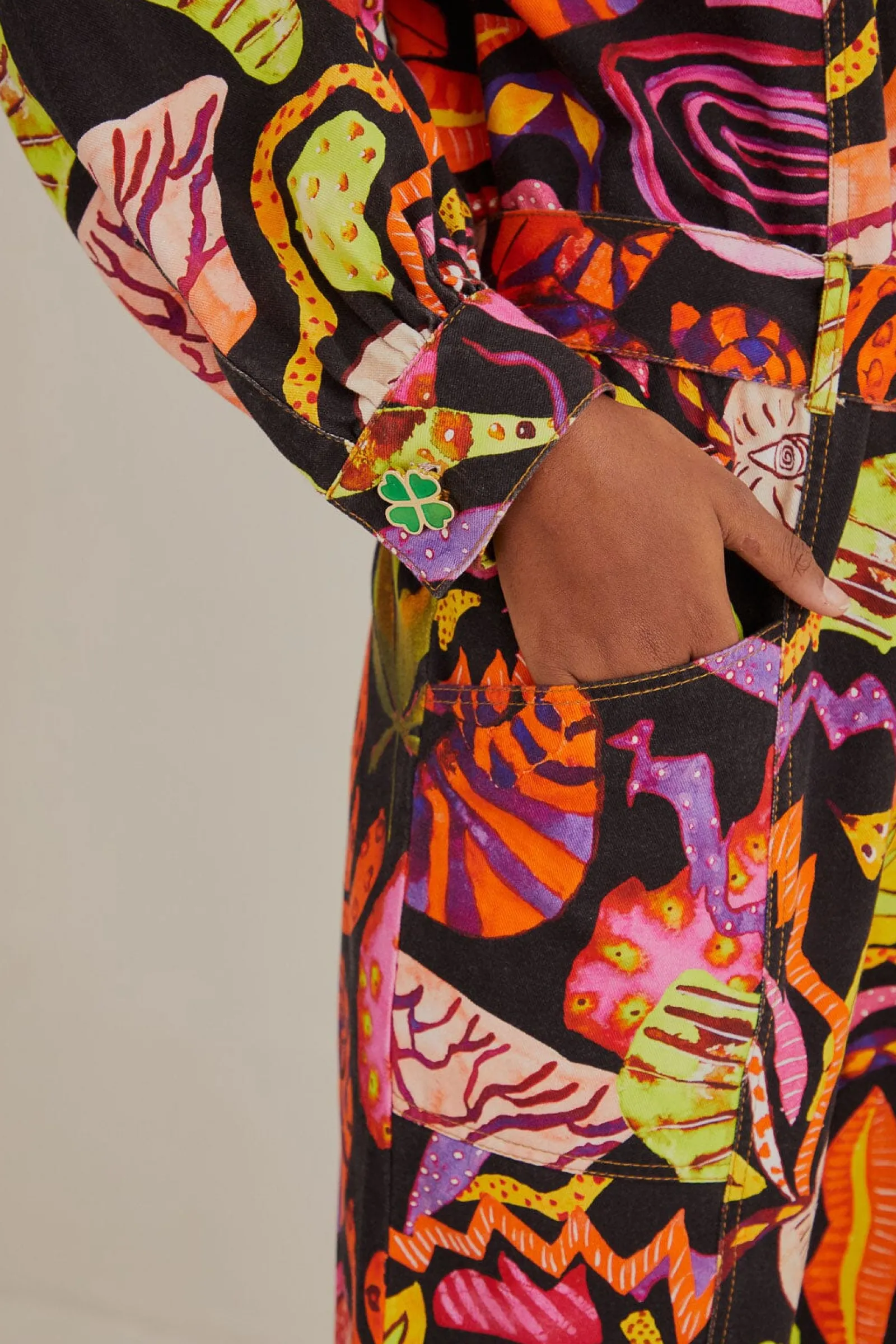 BLACK PSYCHEDELIC GARDEN JUMPSUIT