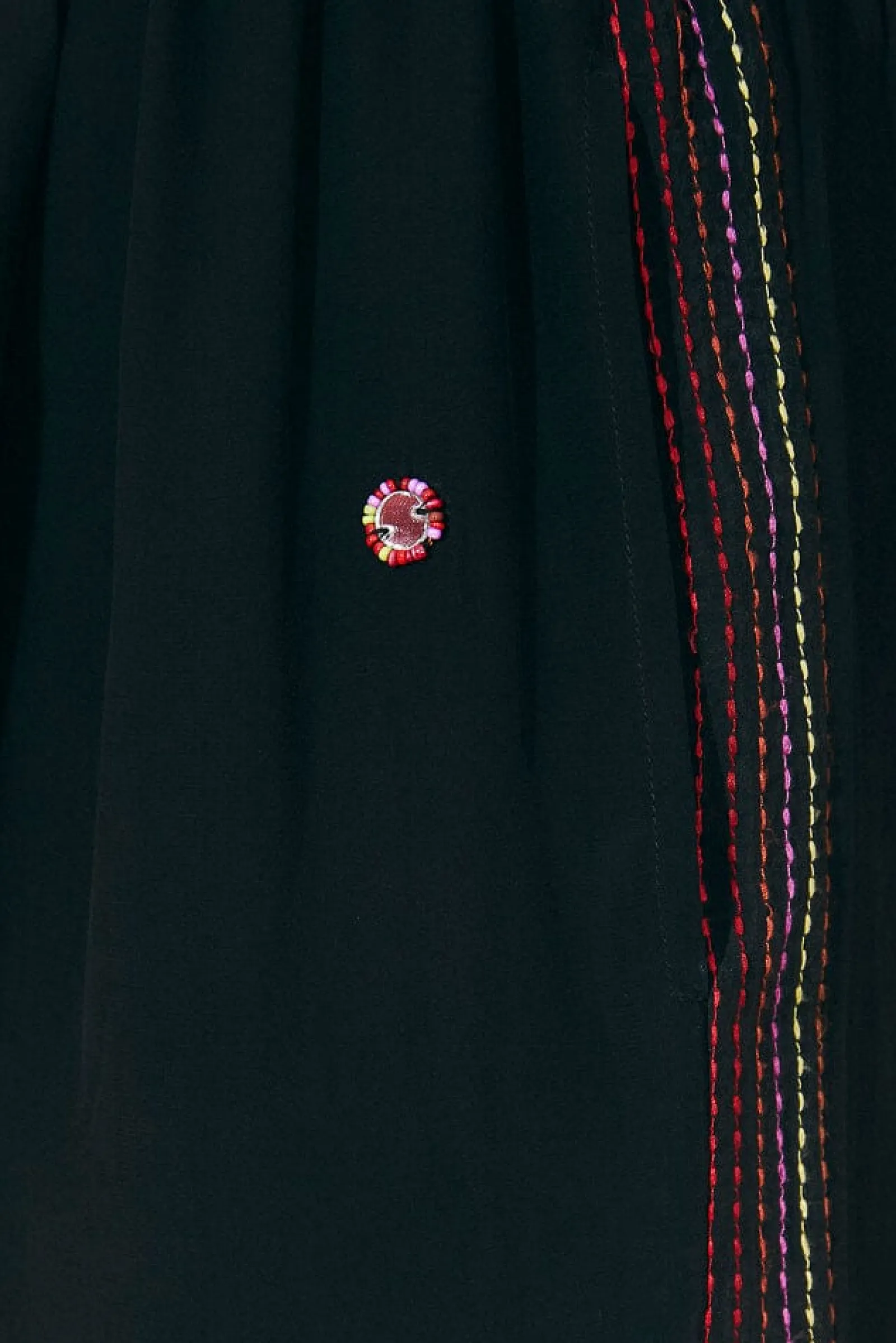 BLACK RAINBOW BEADED MIRROR TRIM PANTS