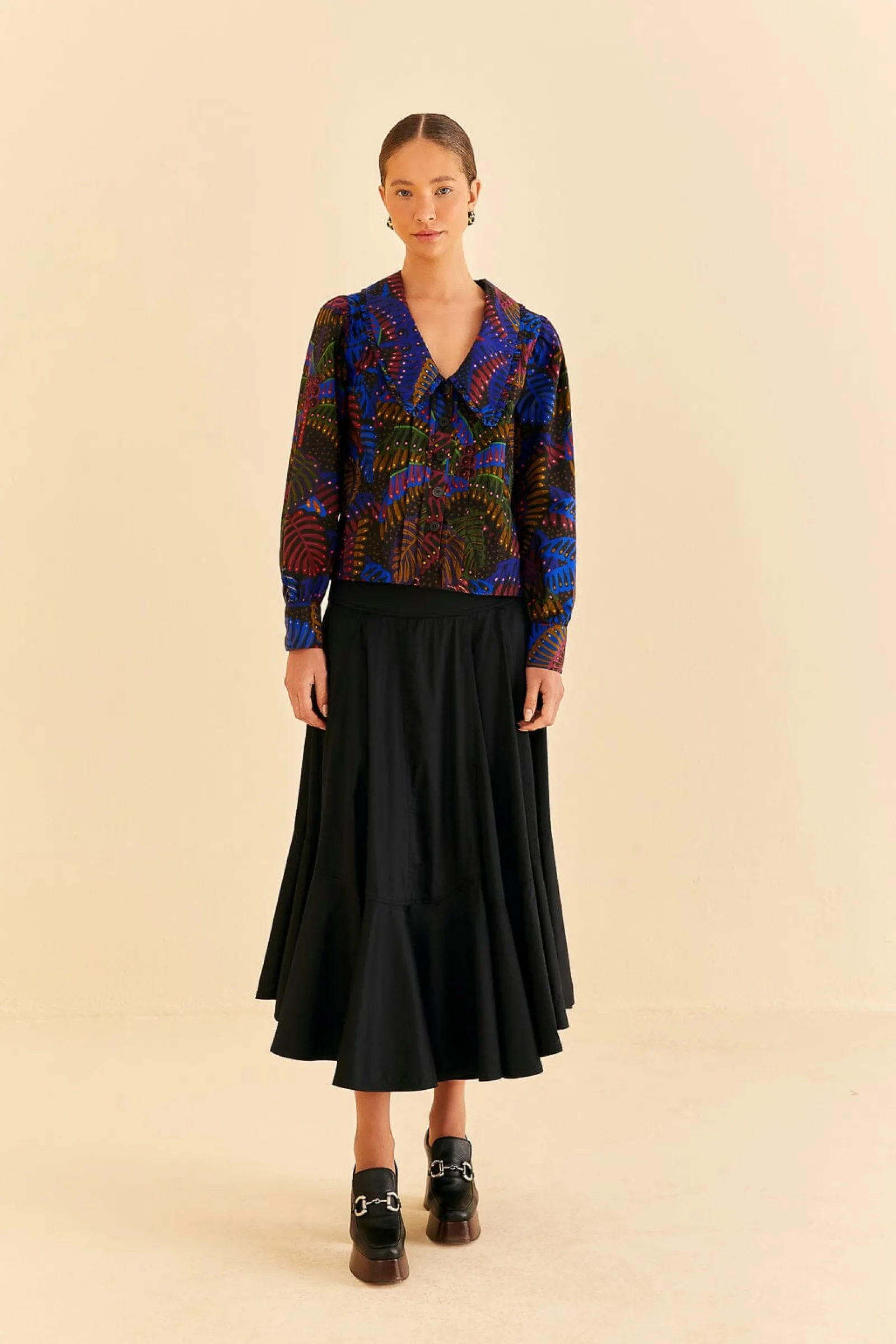  BLACK RUFFLE MAXI SKIRT