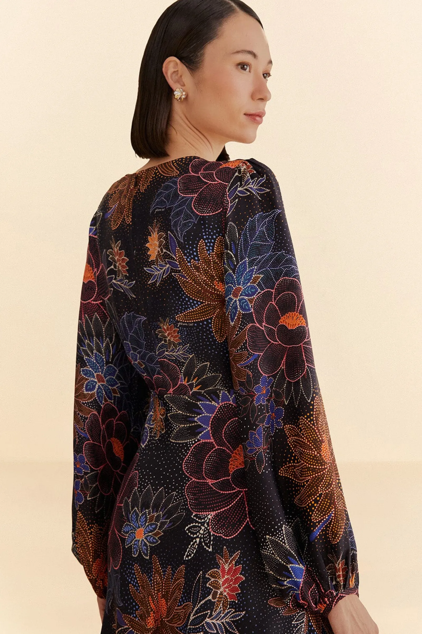 BLACK SPARKLE FLOWERS MINI DRESS