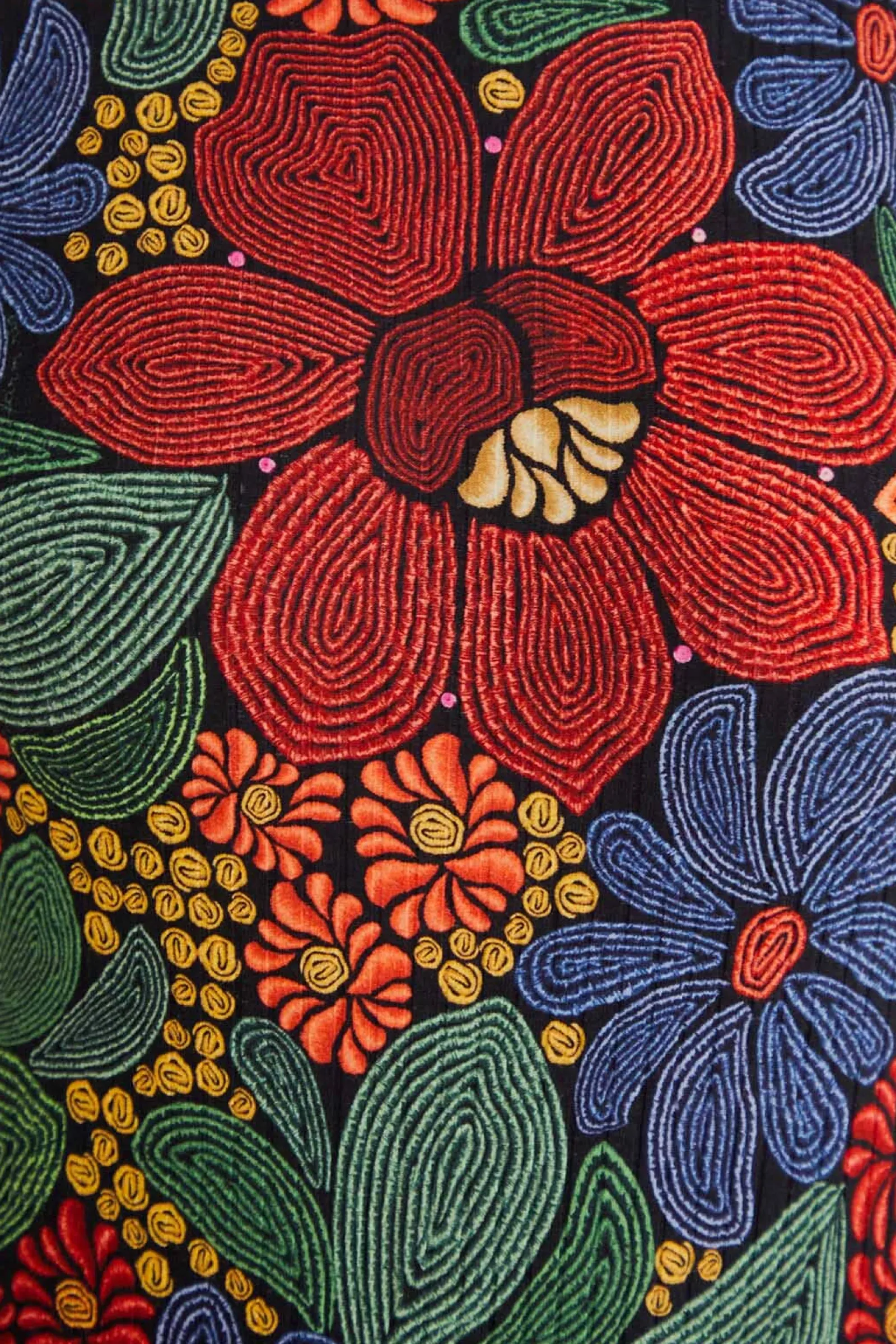 BLACK STITCHED FLOWERS ORGANIC COTTON BODYSUIT