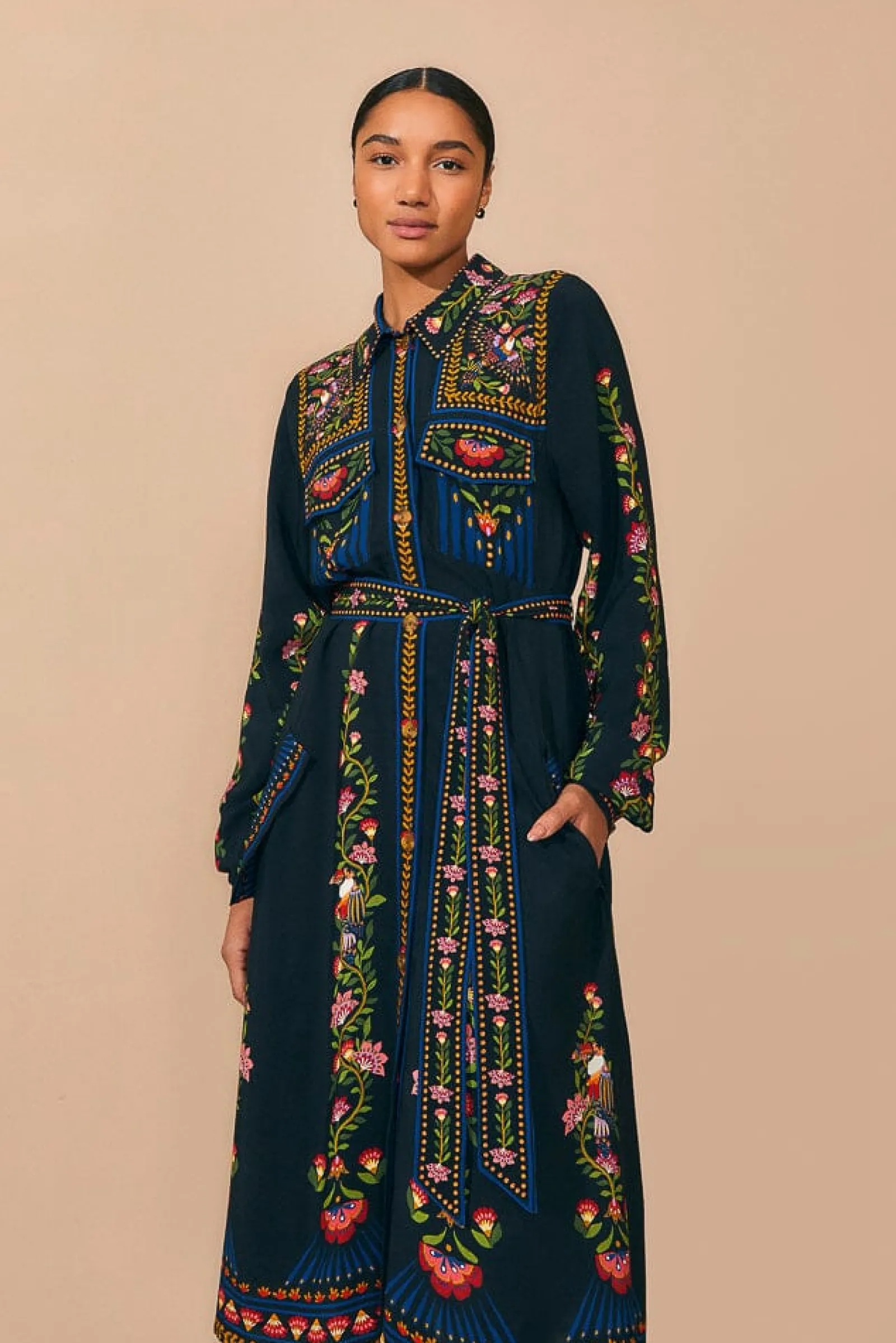 BLACK TOUCAN GARDEN MIDI DRESS