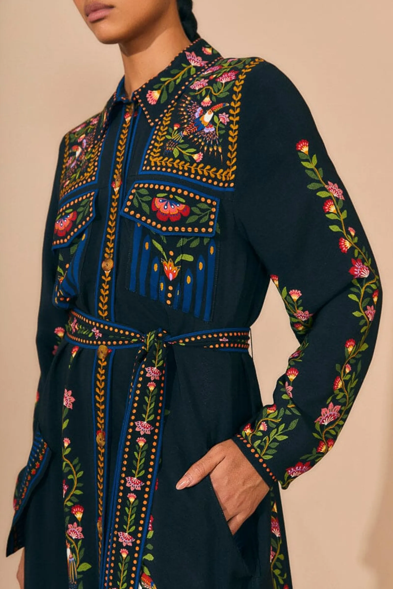 BLACK TOUCAN GARDEN MIDI DRESS