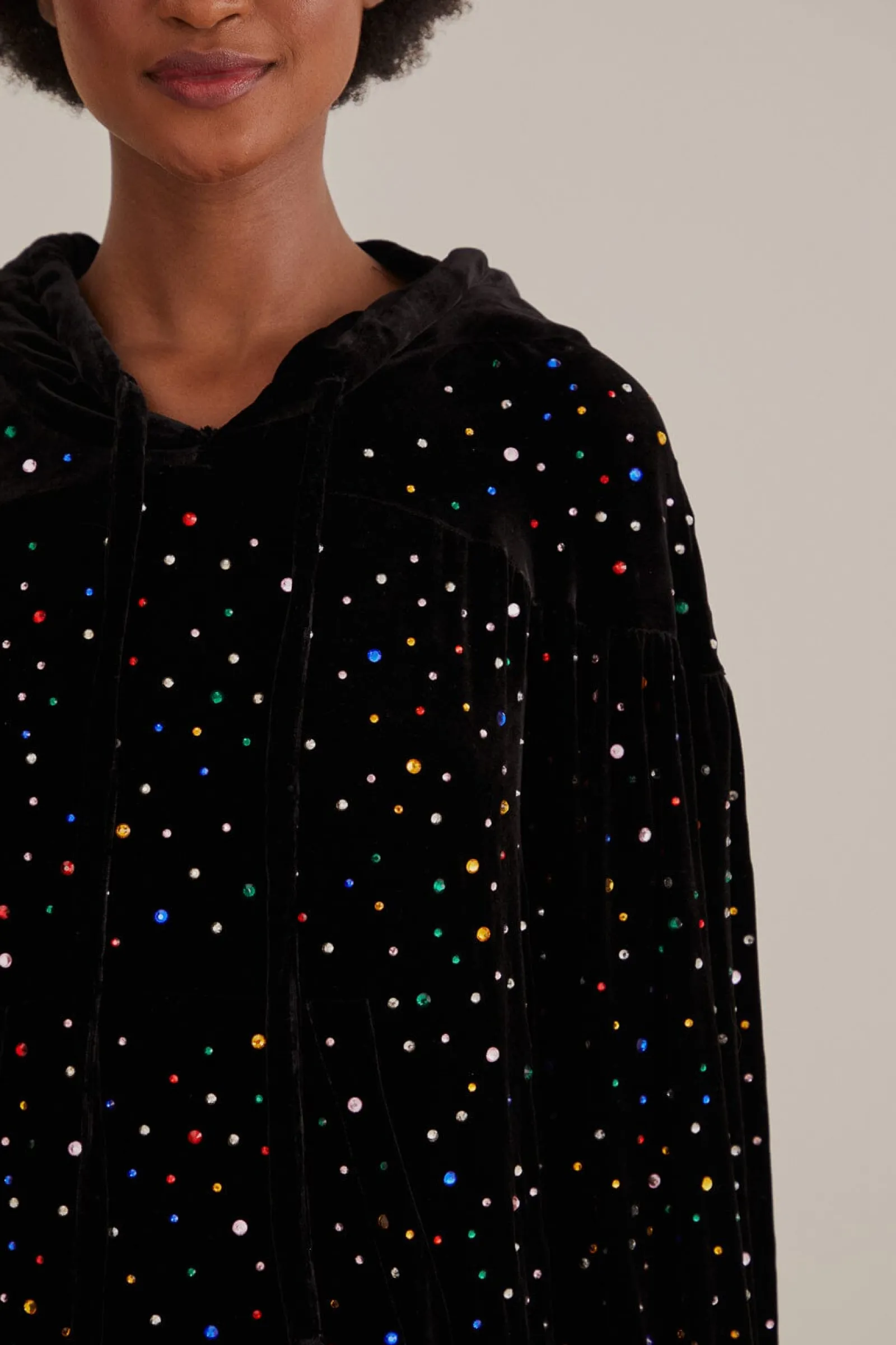 BLACK VELVET LONG SLEEVE MINI DRESS