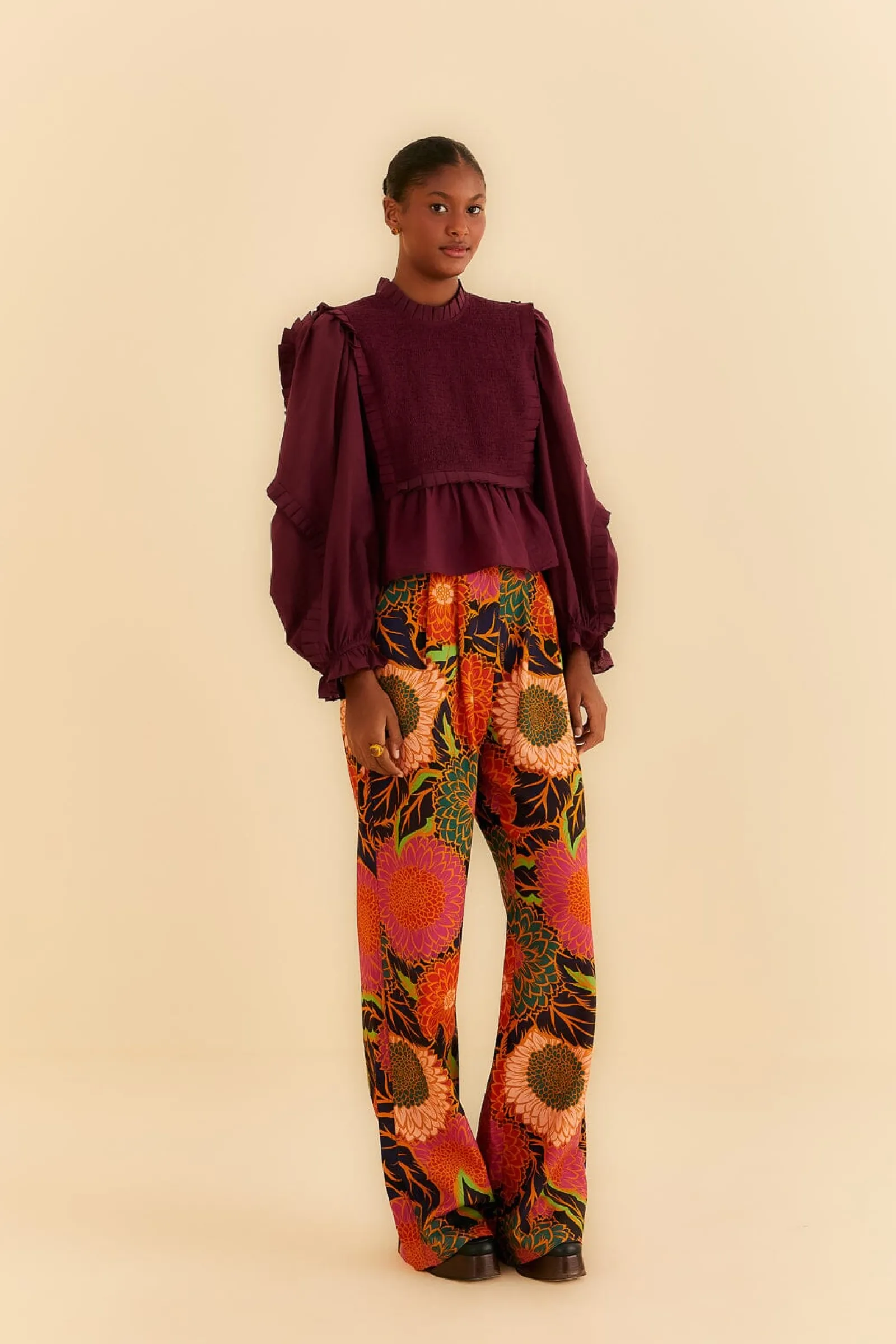  BLACK VINTAGE GARDEN LOW WAISTED PANTS