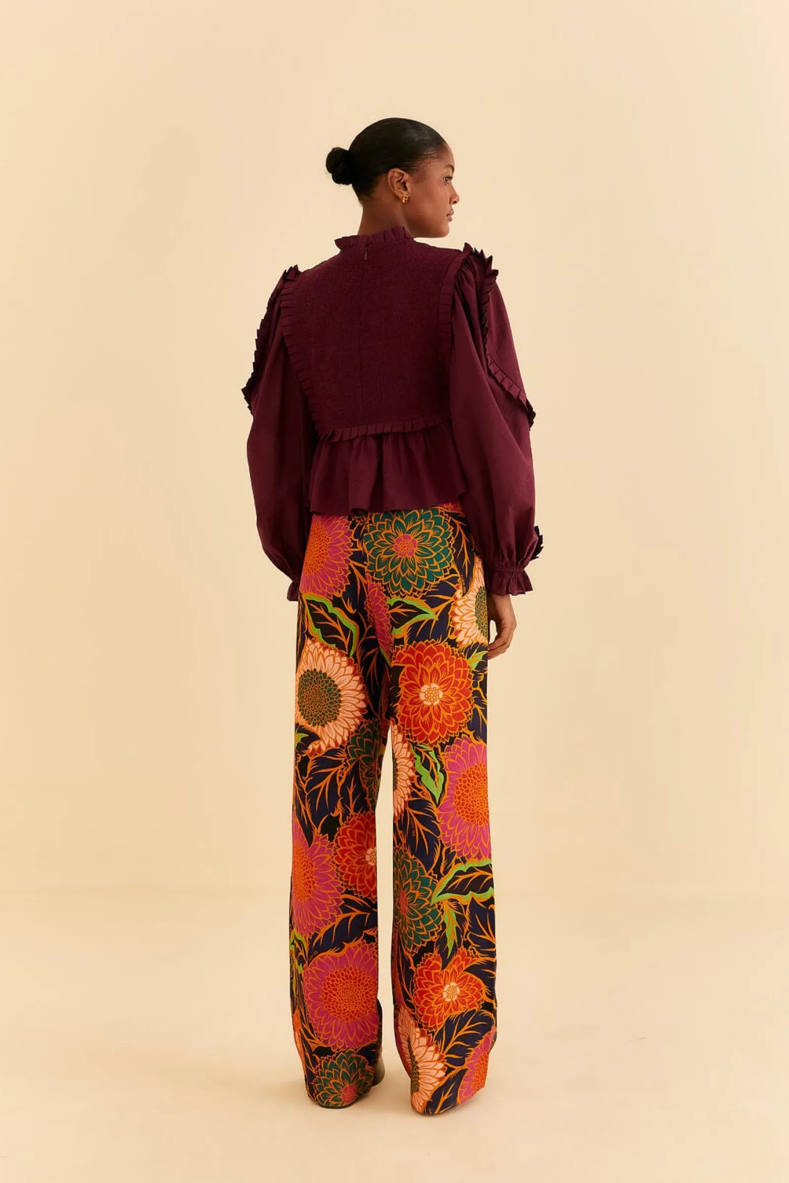  BLACK VINTAGE GARDEN LOW WAISTED PANTS