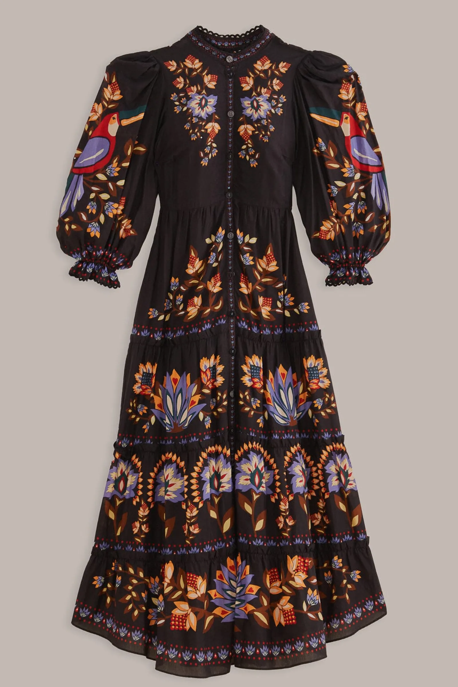 BLACK WINTER GARDEN LONG SLEEVE MAXI DRESS