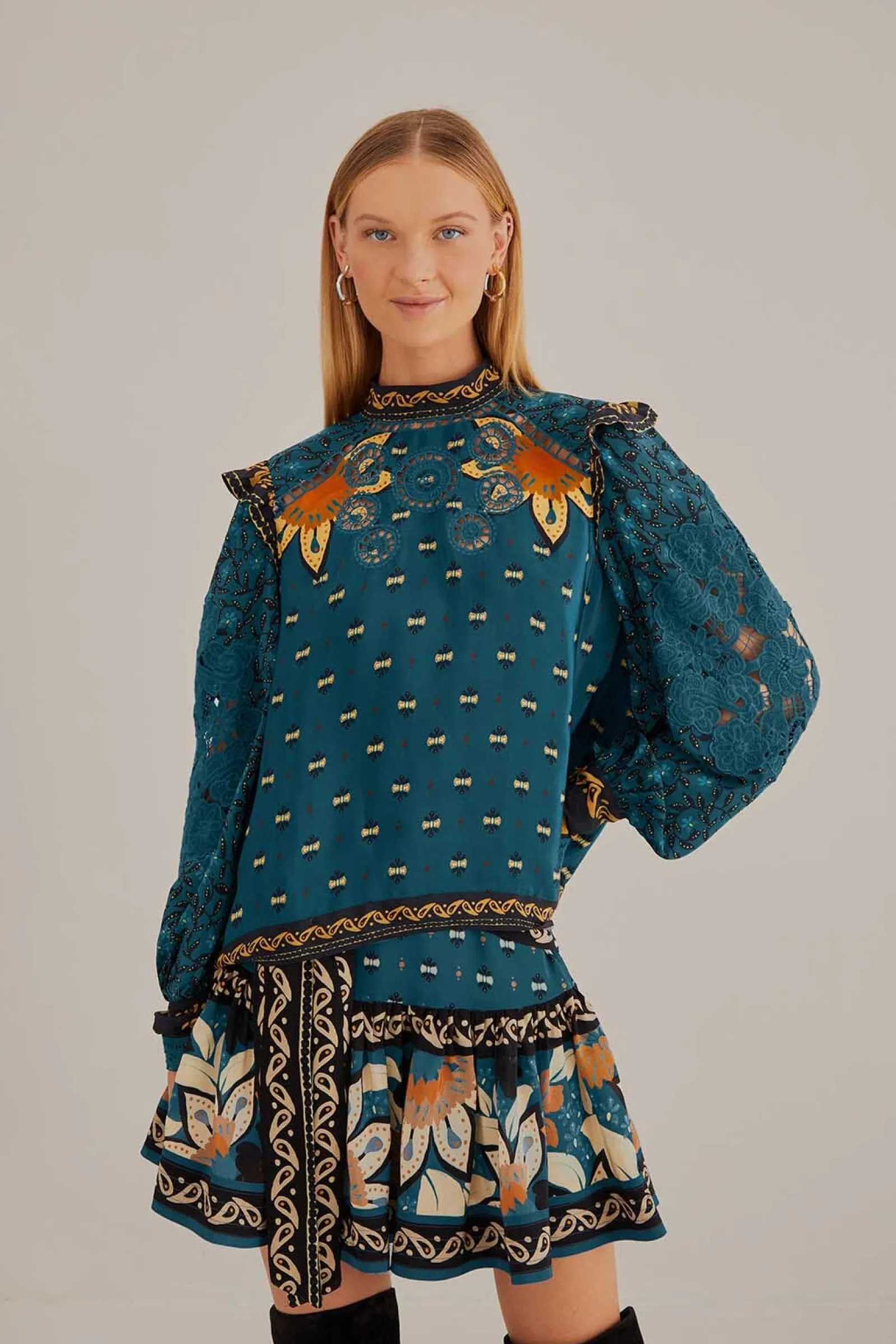  BLUE AINIKA CHILL LONG SLEEVE BLOUSE