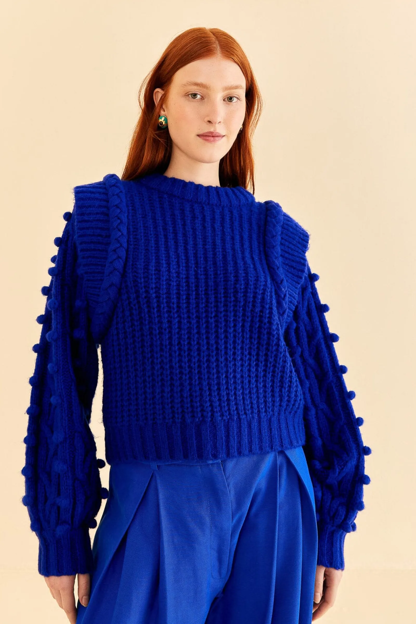  BLUE BRAIDED SWEATER