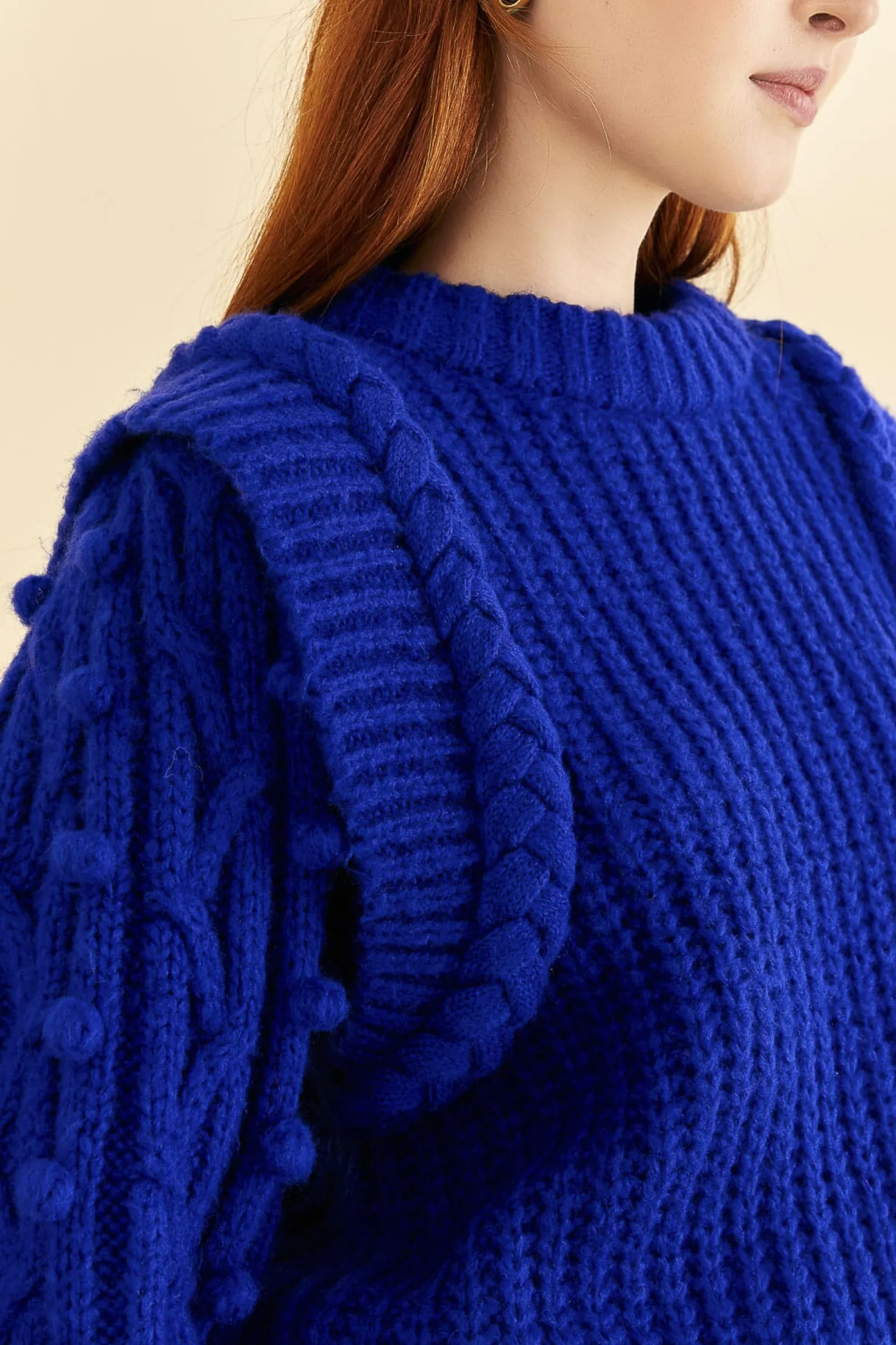 BLUE BRAIDED SWEATER