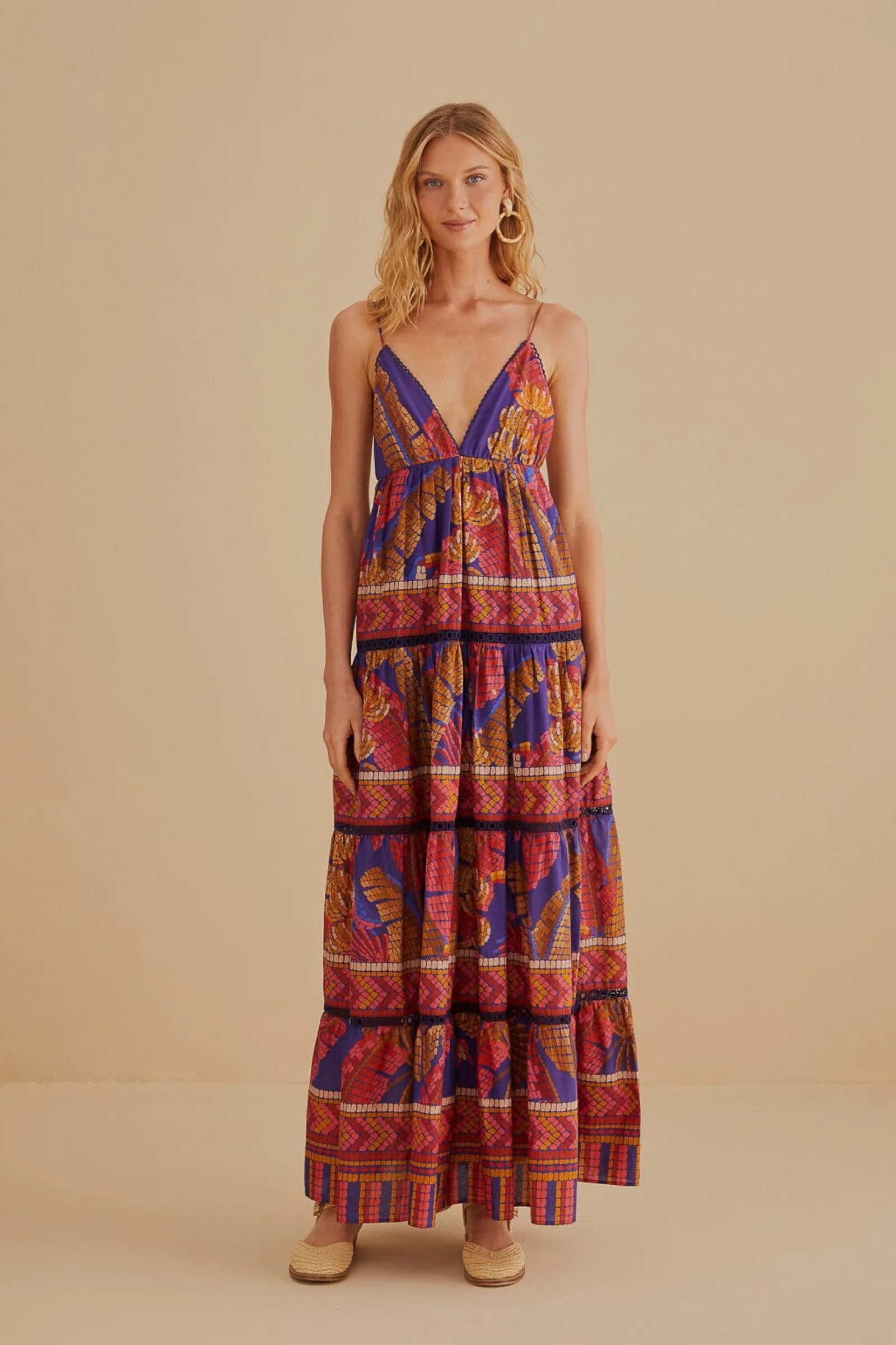  BLUE FOREST MOSAIC SLEEVELESS MAXI DRESS