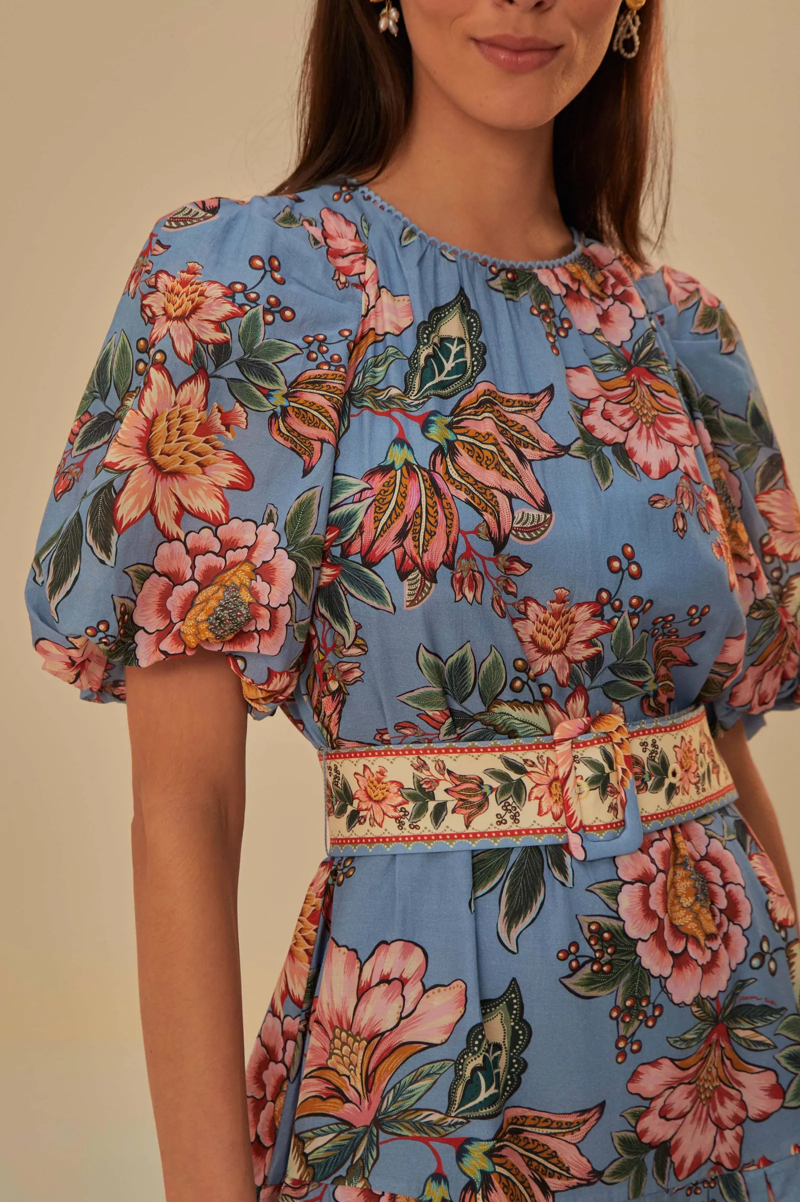 BLUE WONDERFUL BOUQUET MINI DRESS