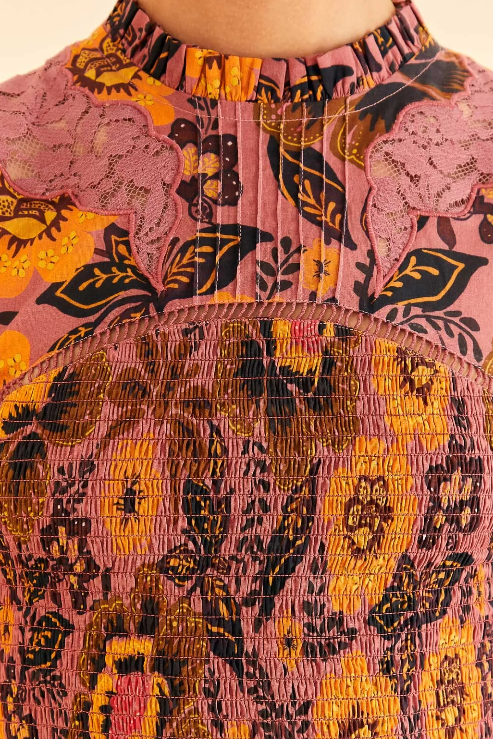 BLUSH GARDEN BLOOM SMOCKED BLOUSE