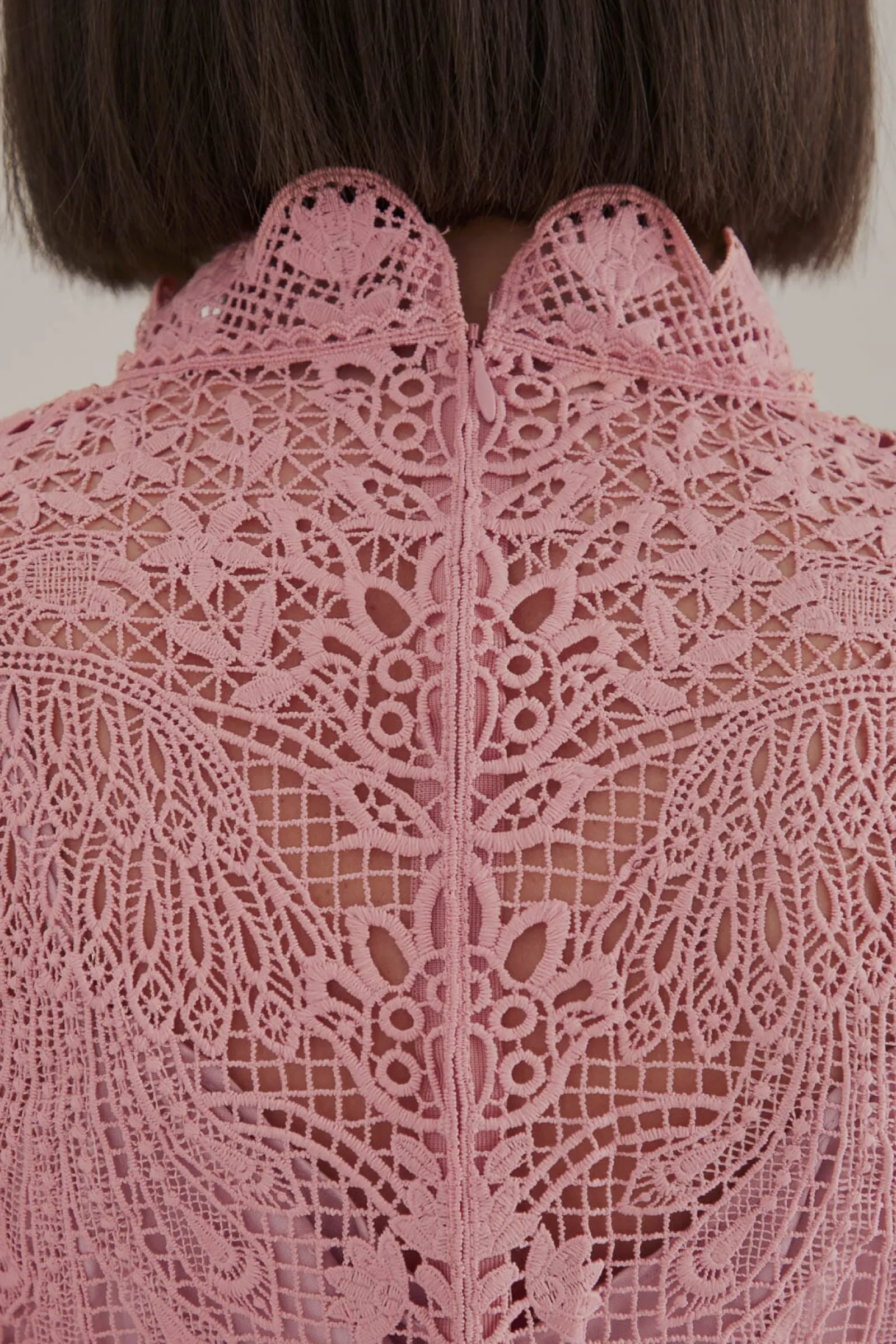 BLUSH PINK GUIPURE LONG SLEEVE BLOUSE