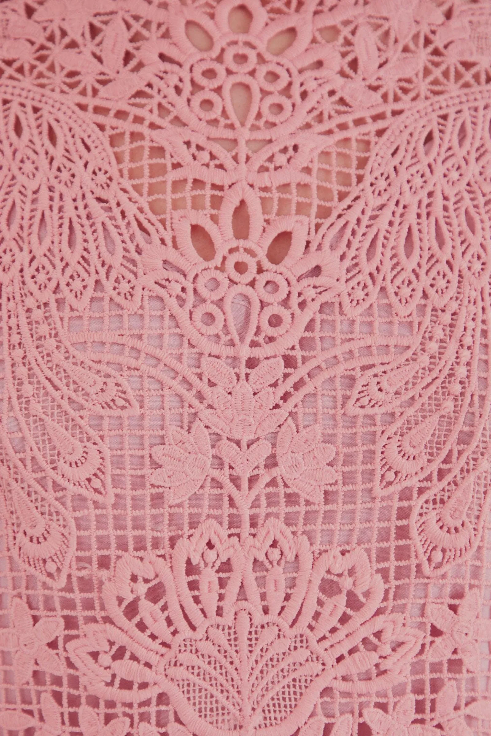 BLUSH PINK GUIPURE LONG SLEEVE BLOUSE