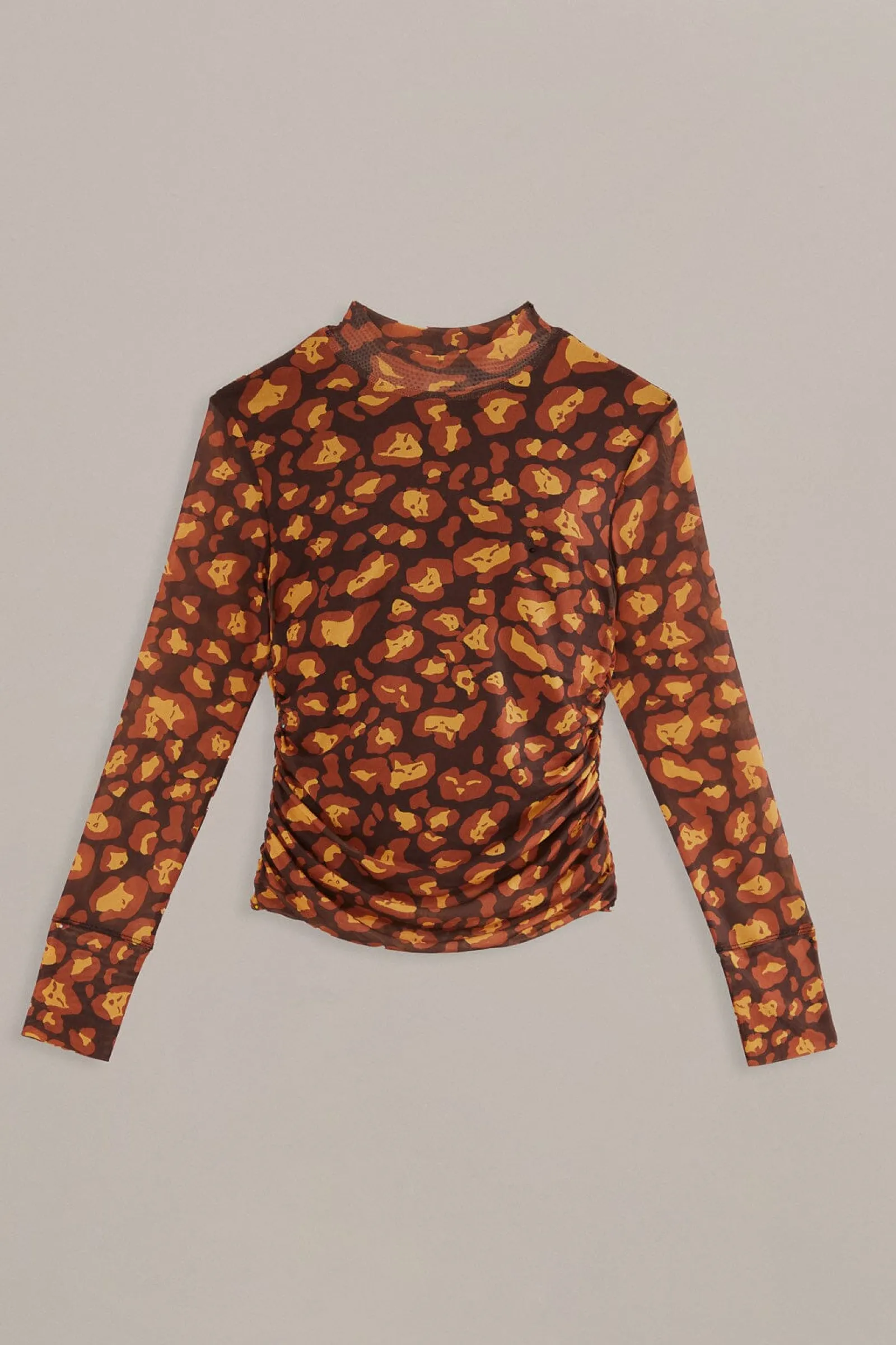 BROWN LEOPARD DESIRE TULLE BLOUSE