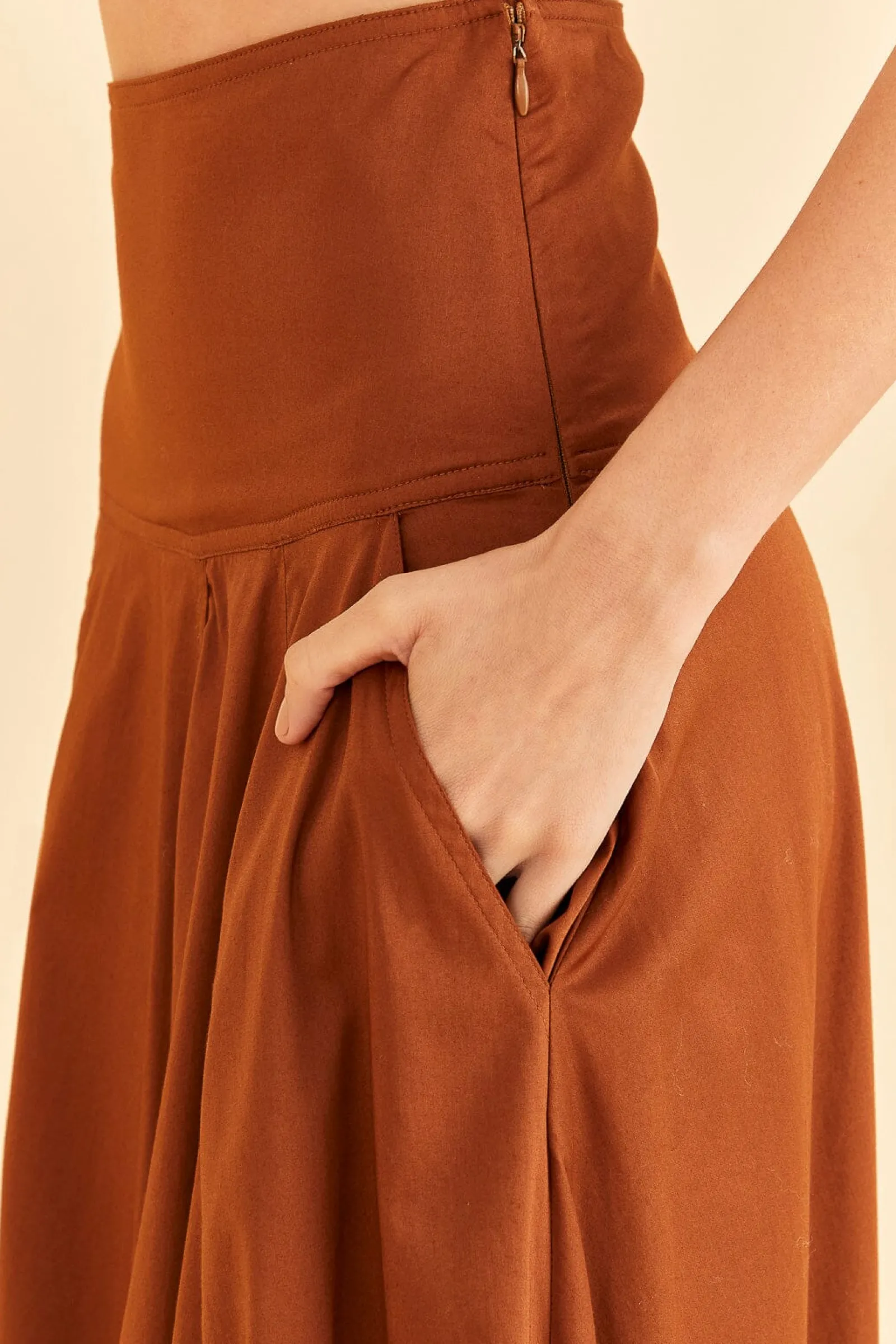 CARAMEL RUFFLE MAXI SKIRT
