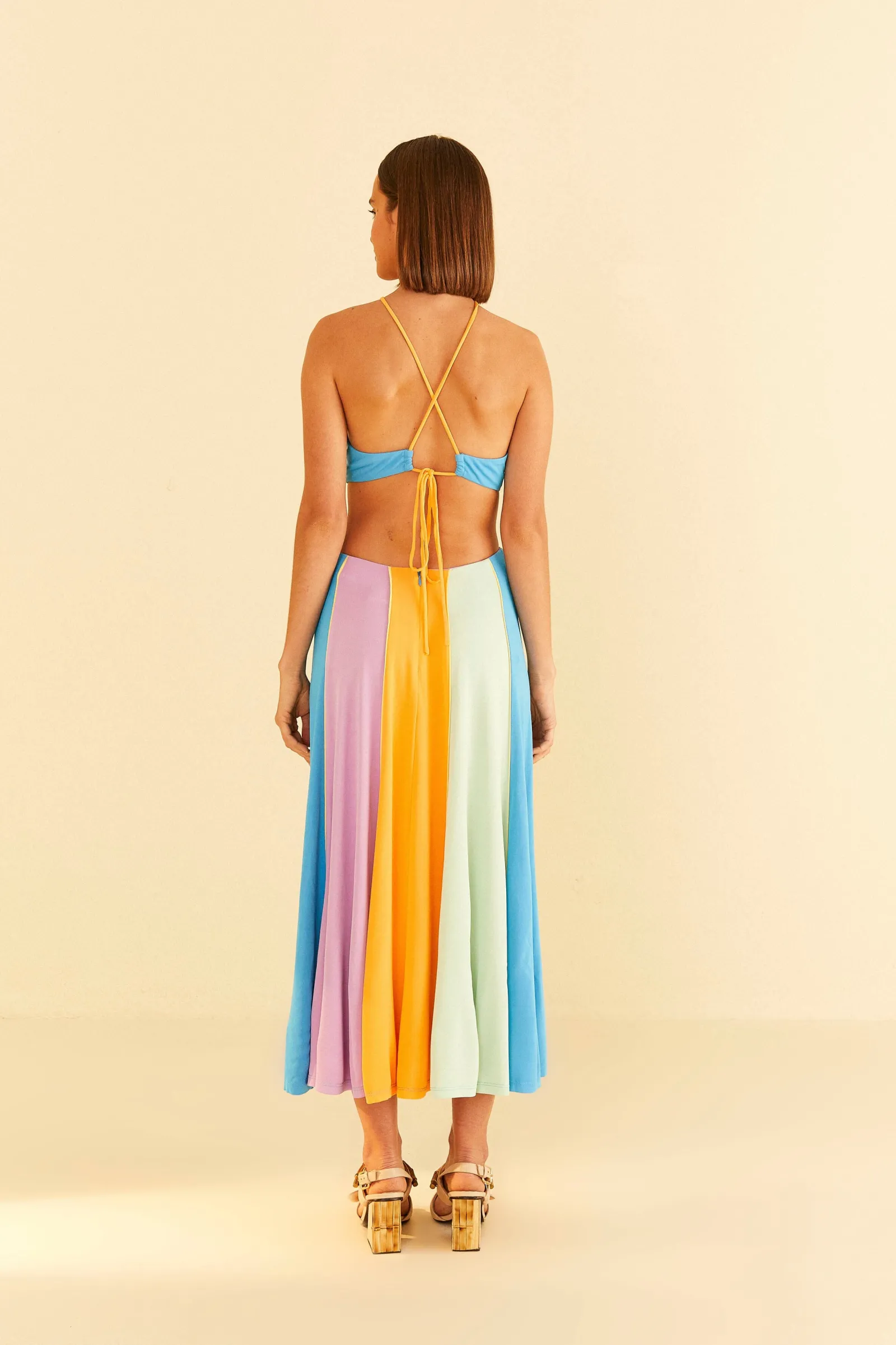 COLOR BLOCKING SLEEVELESS MAXI DRESS