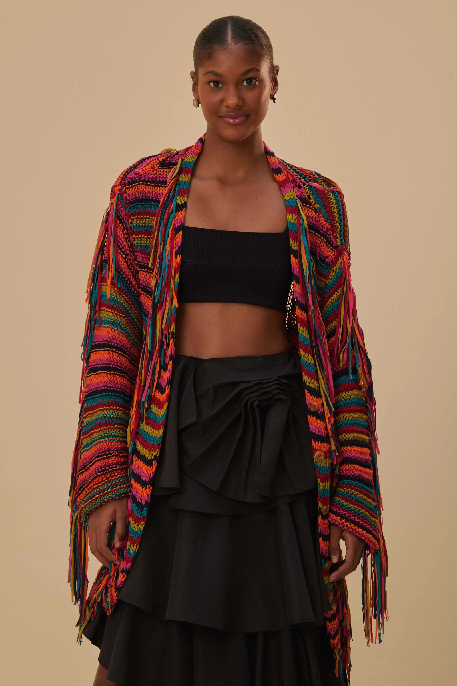  COLORFUL STRIPES KNIT CARDIGAN