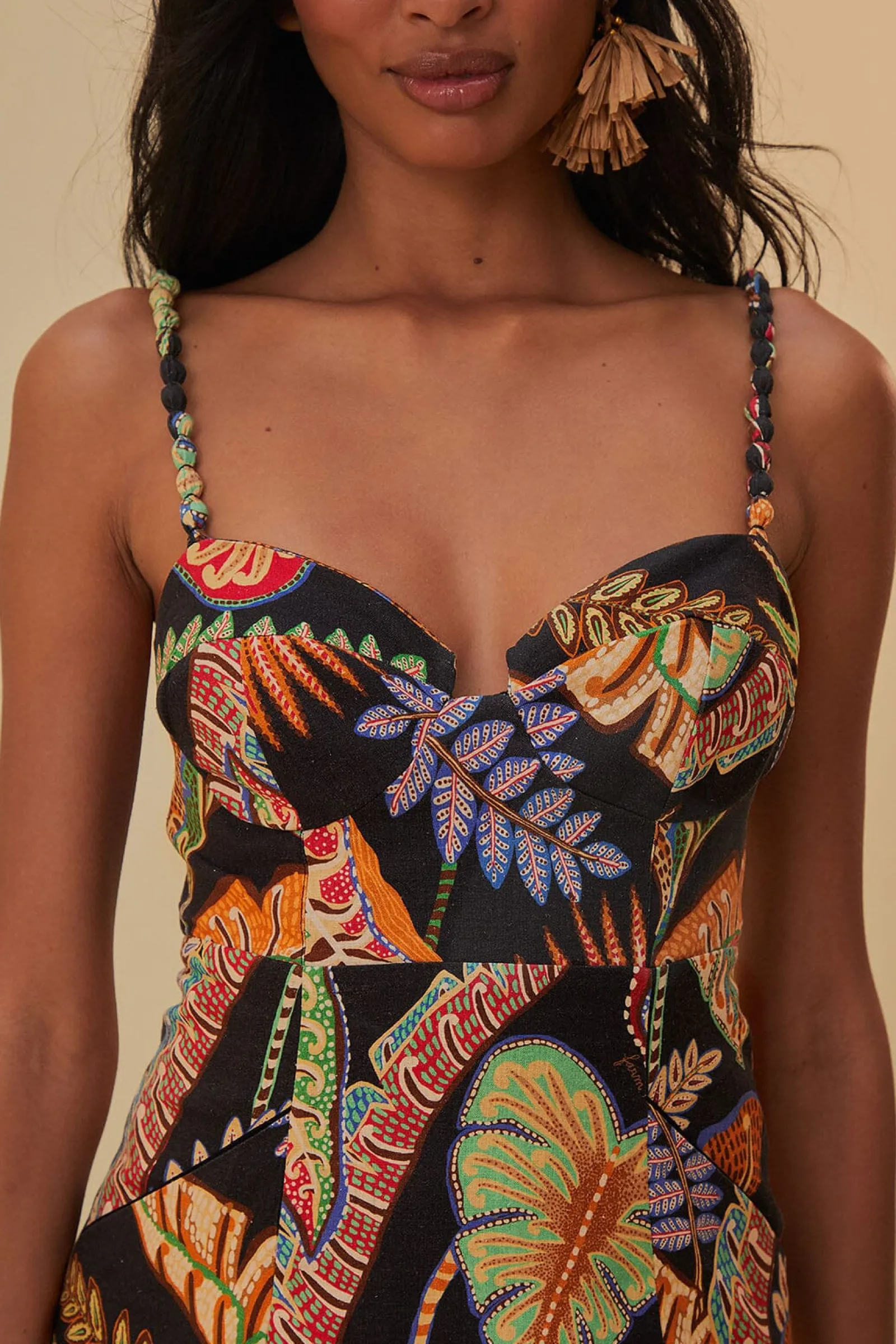 COOL FOLIAGE BLACK MINI DRESS