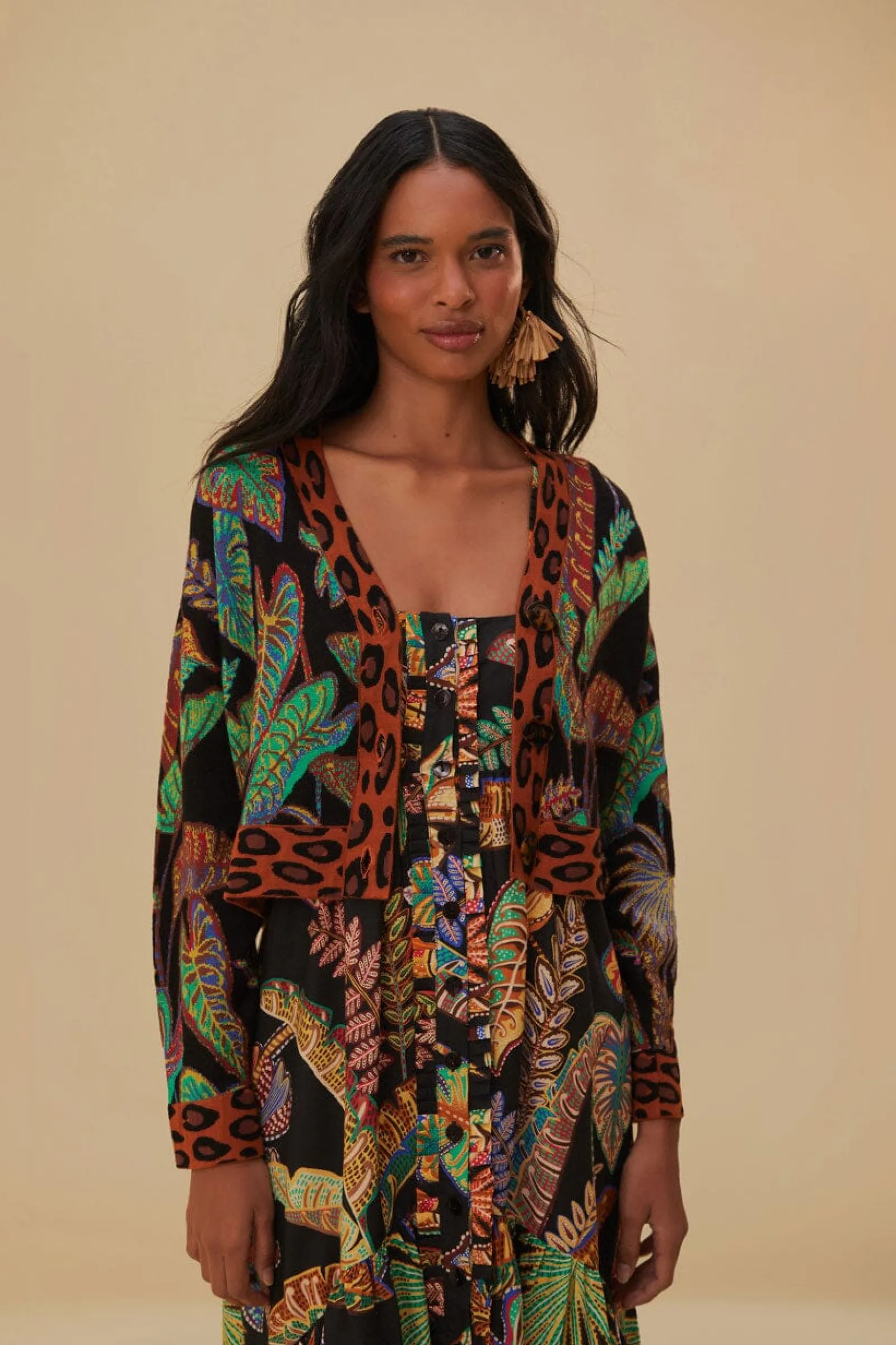  COOL FOLIAGE CROPPED KNIT CARDIGAN