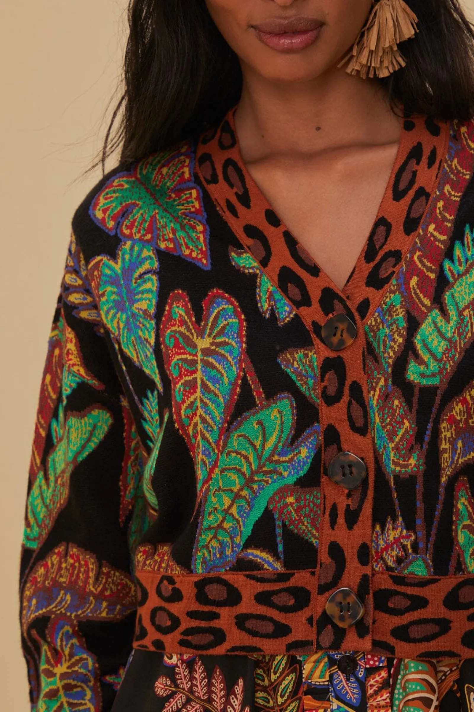 COOL FOLIAGE CROPPED KNIT CARDIGAN