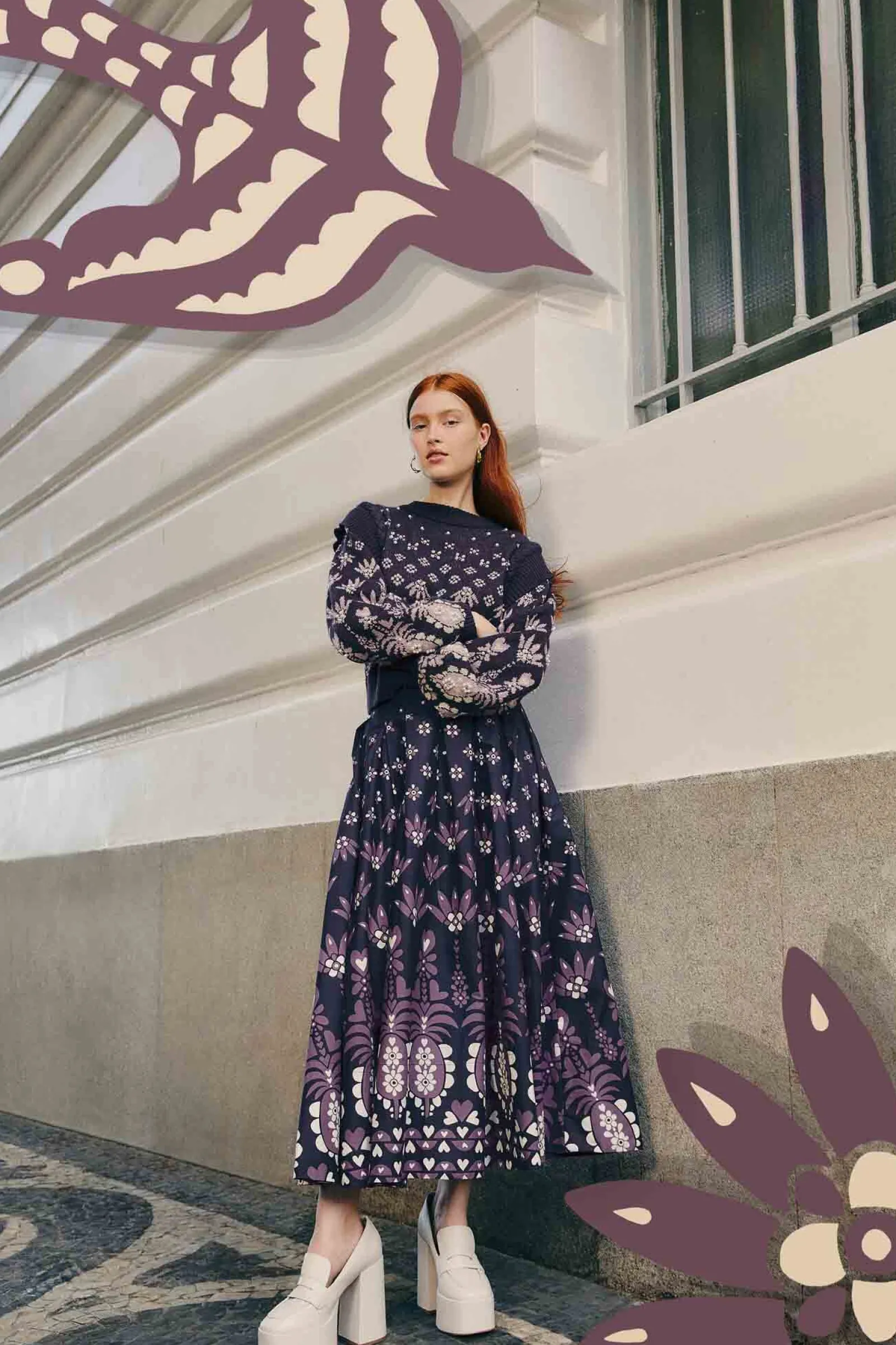 DARK BLUE AINIKA MARTINA MIDI SKIRT