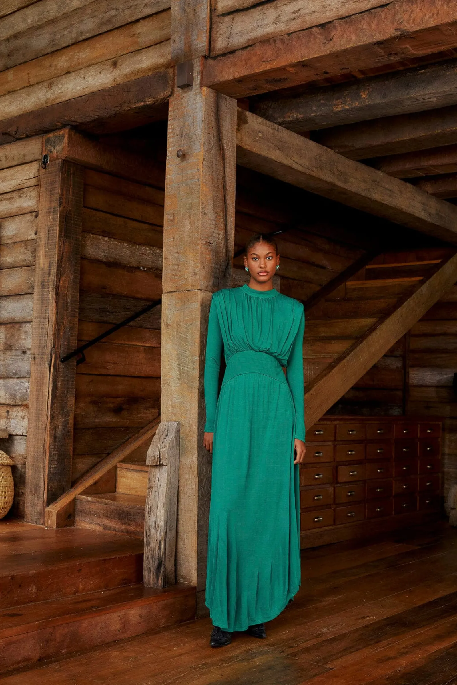 EMERALD HIGH NECK MAXI DRESS