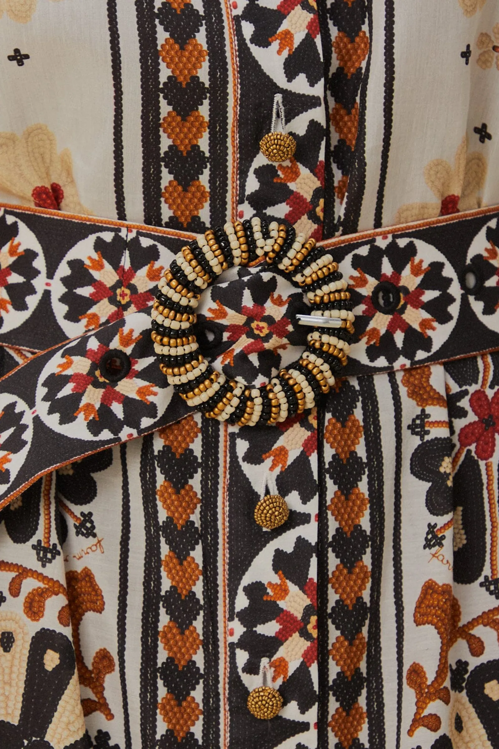 FLOWER FAN TAPESTRY OFF-WHITE MINI DRESS