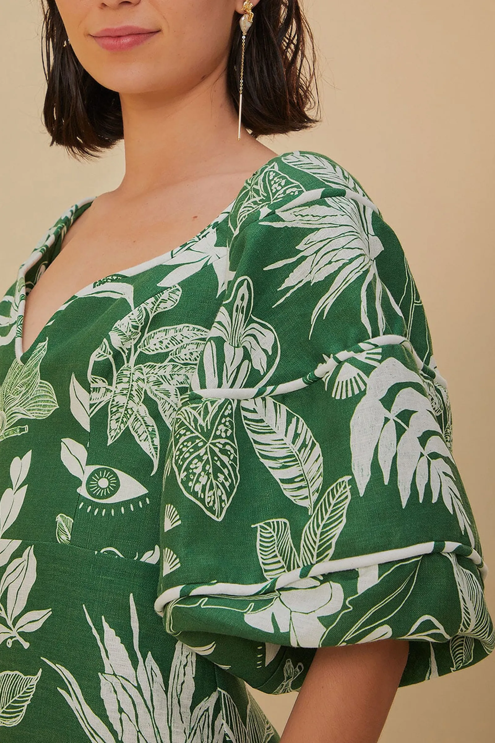 FOREST SOUL GREEN SHORT SLEEVE MINI DRESS