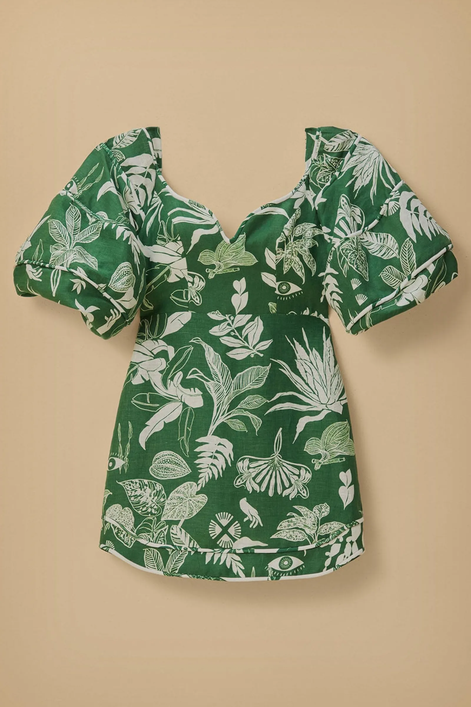 FOREST SOUL GREEN SHORT SLEEVE MINI DRESS