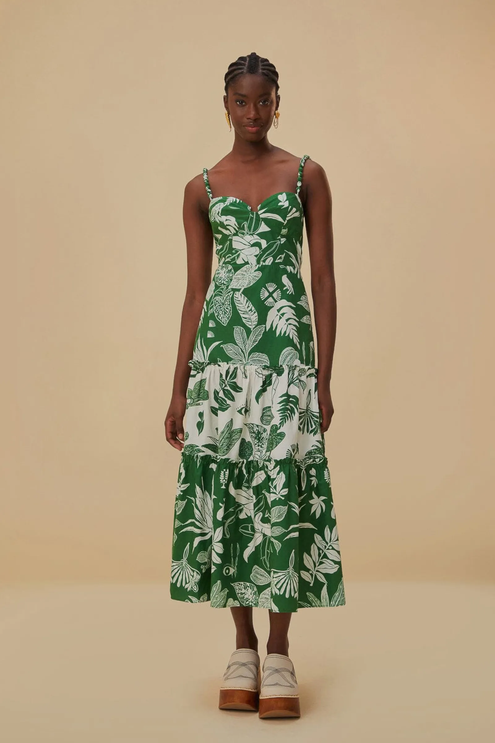 FOREST SOUL MIX MIDI DRESS